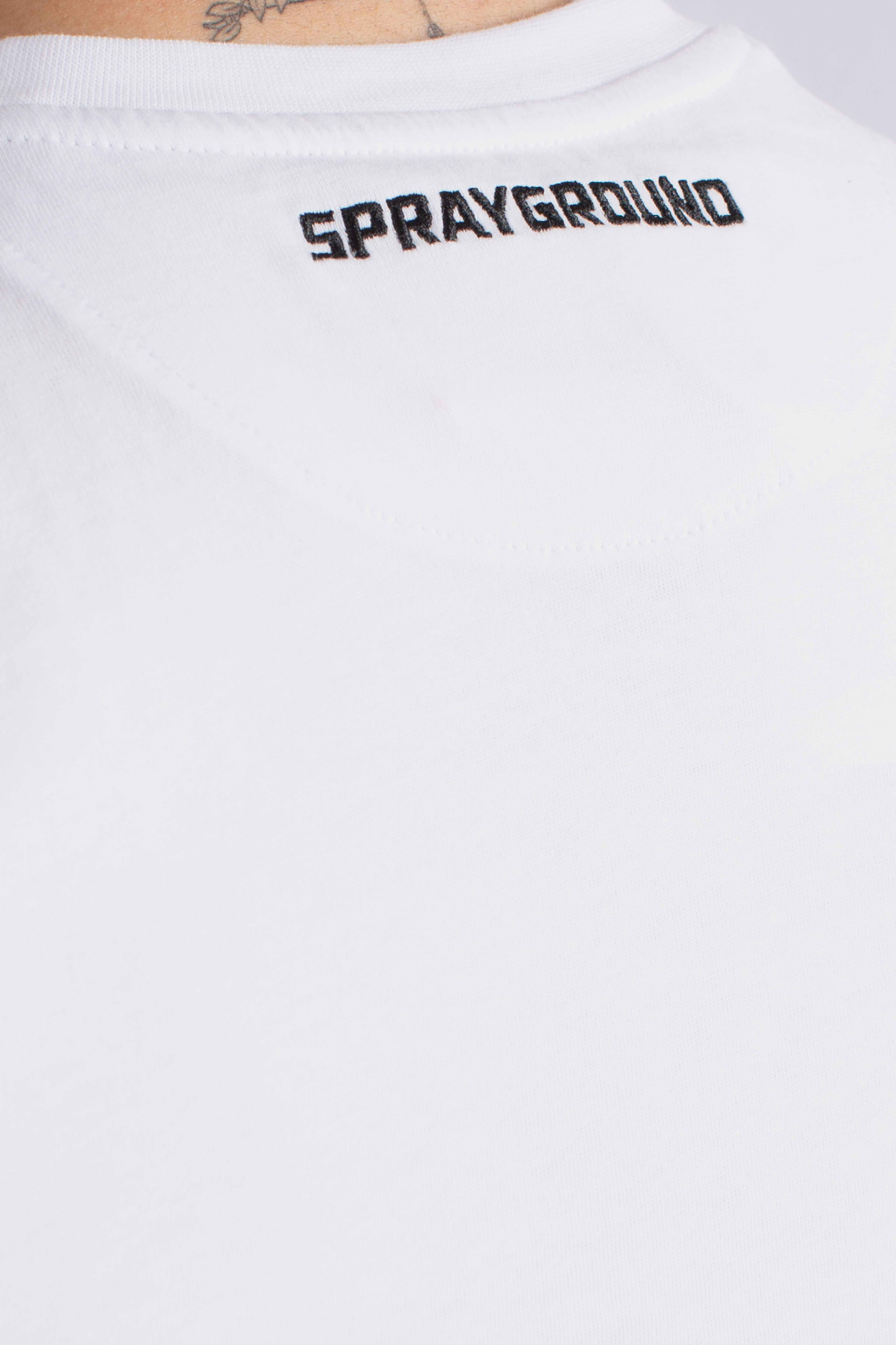 T-shirt scribble embroidery shark reg white
