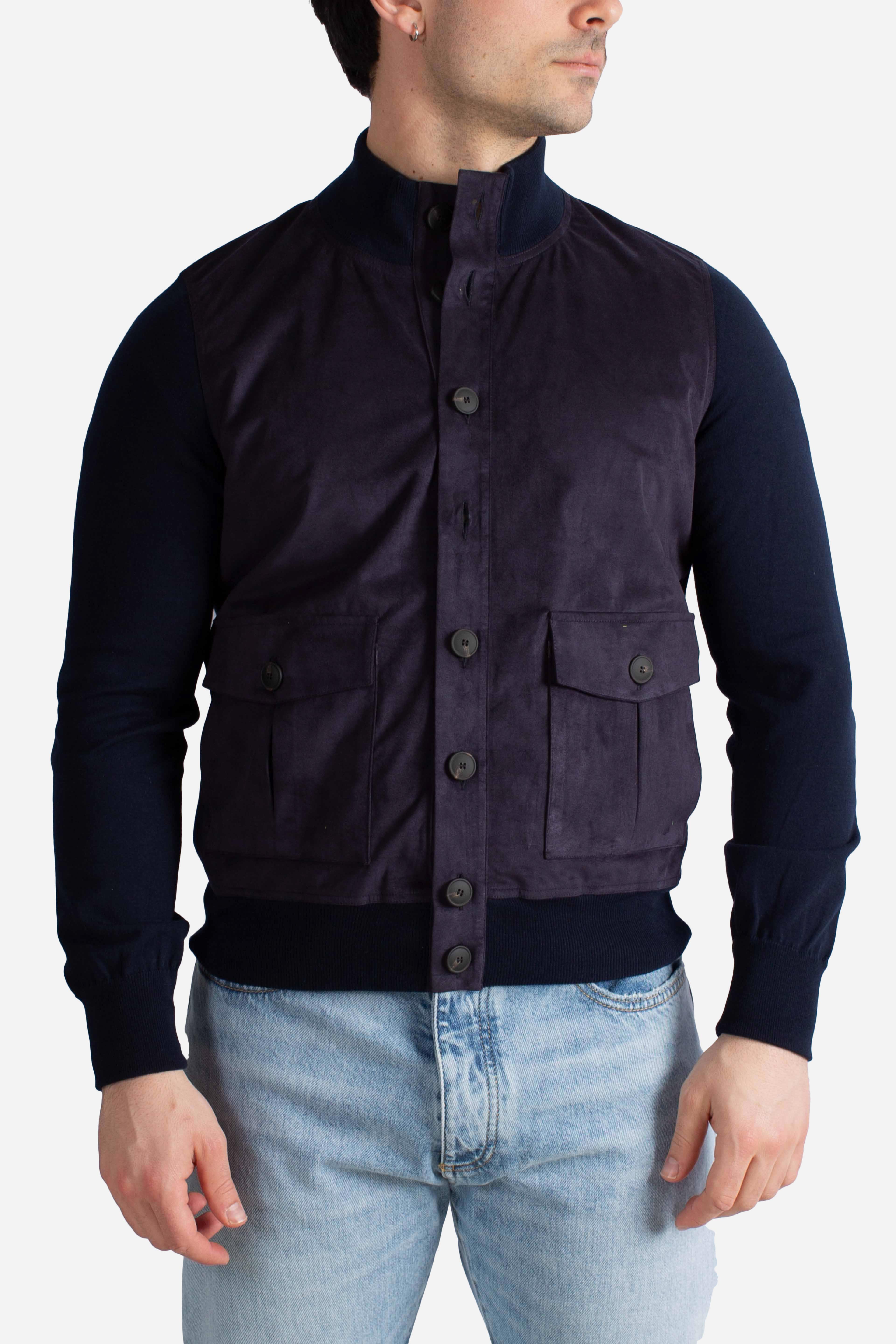 Giubbino Gran Sasso in alcantara blu