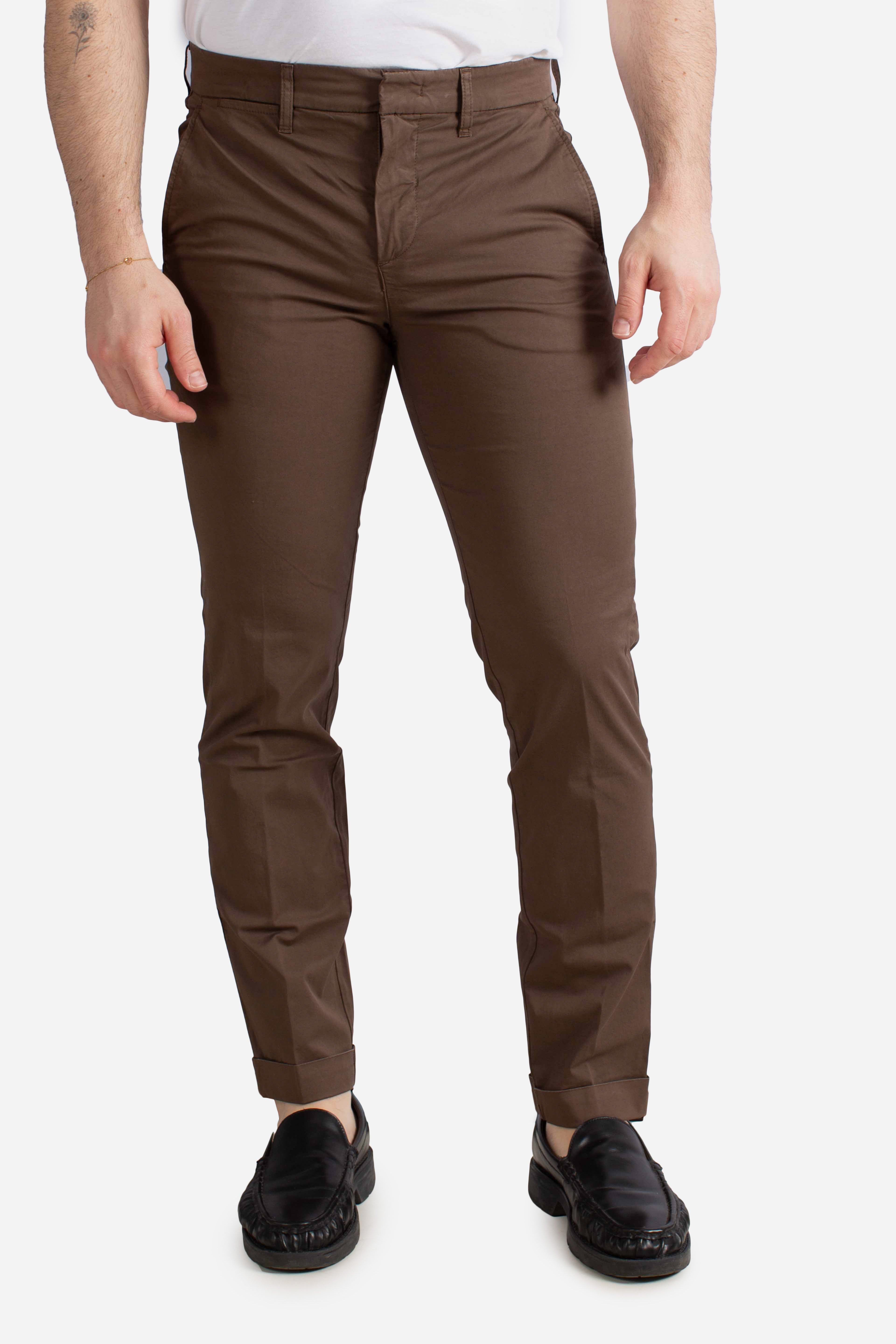 Pantaloni Slim Fit in Gabardine Stretch moro