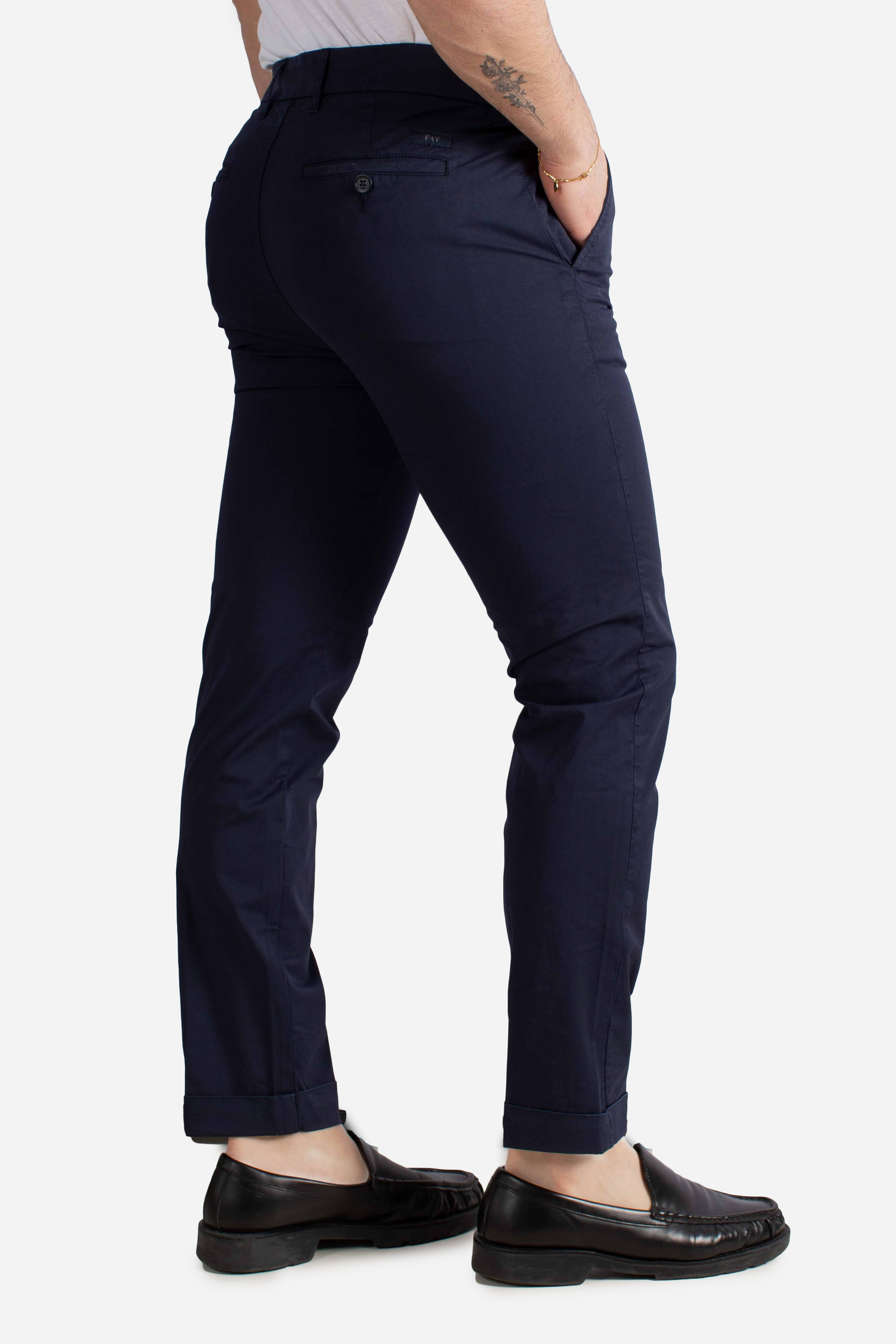 Pantaloni Slim Fit in Gabardine Stretch blu