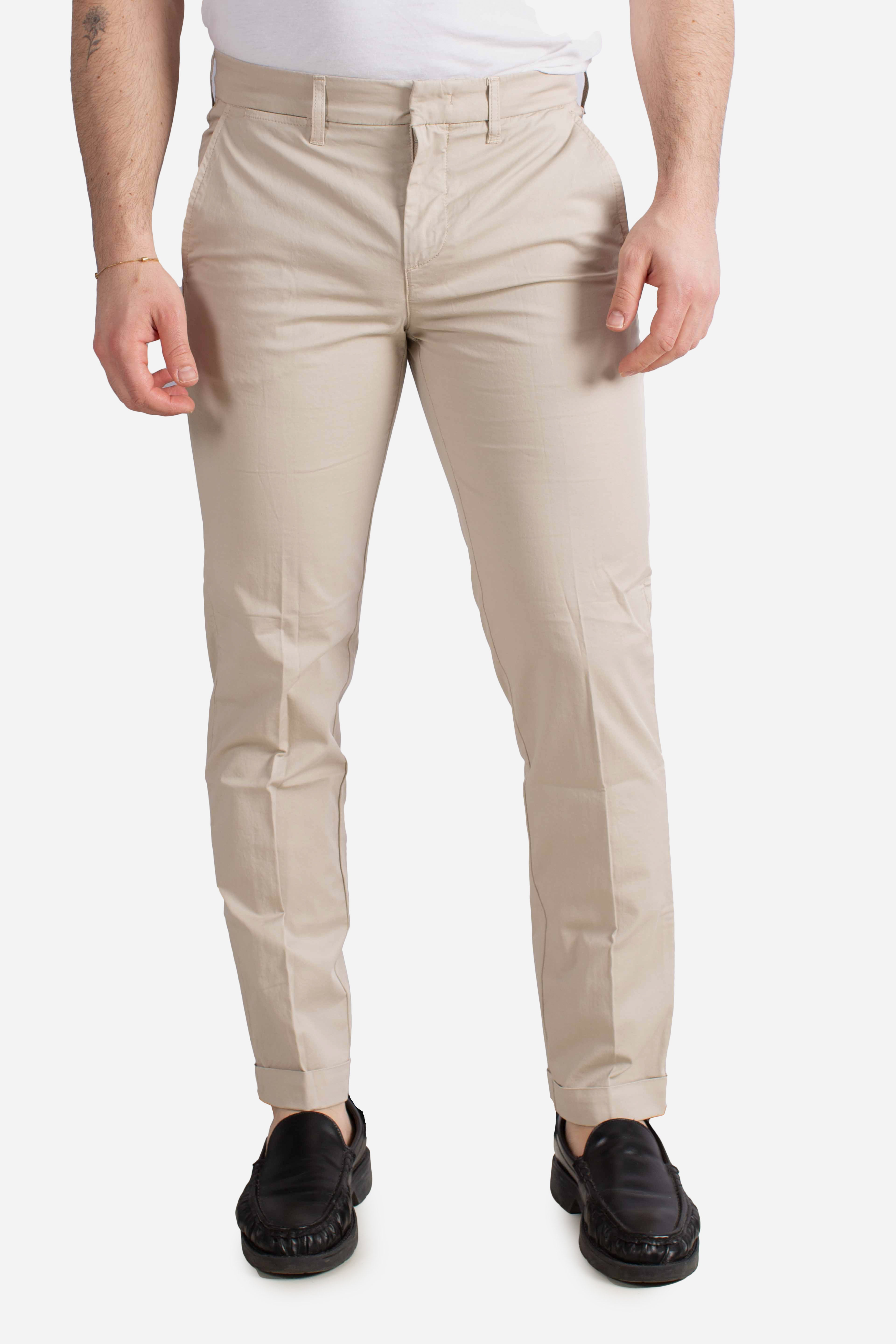 Pantaloni Slim Fit in Gabardine Stretch beige