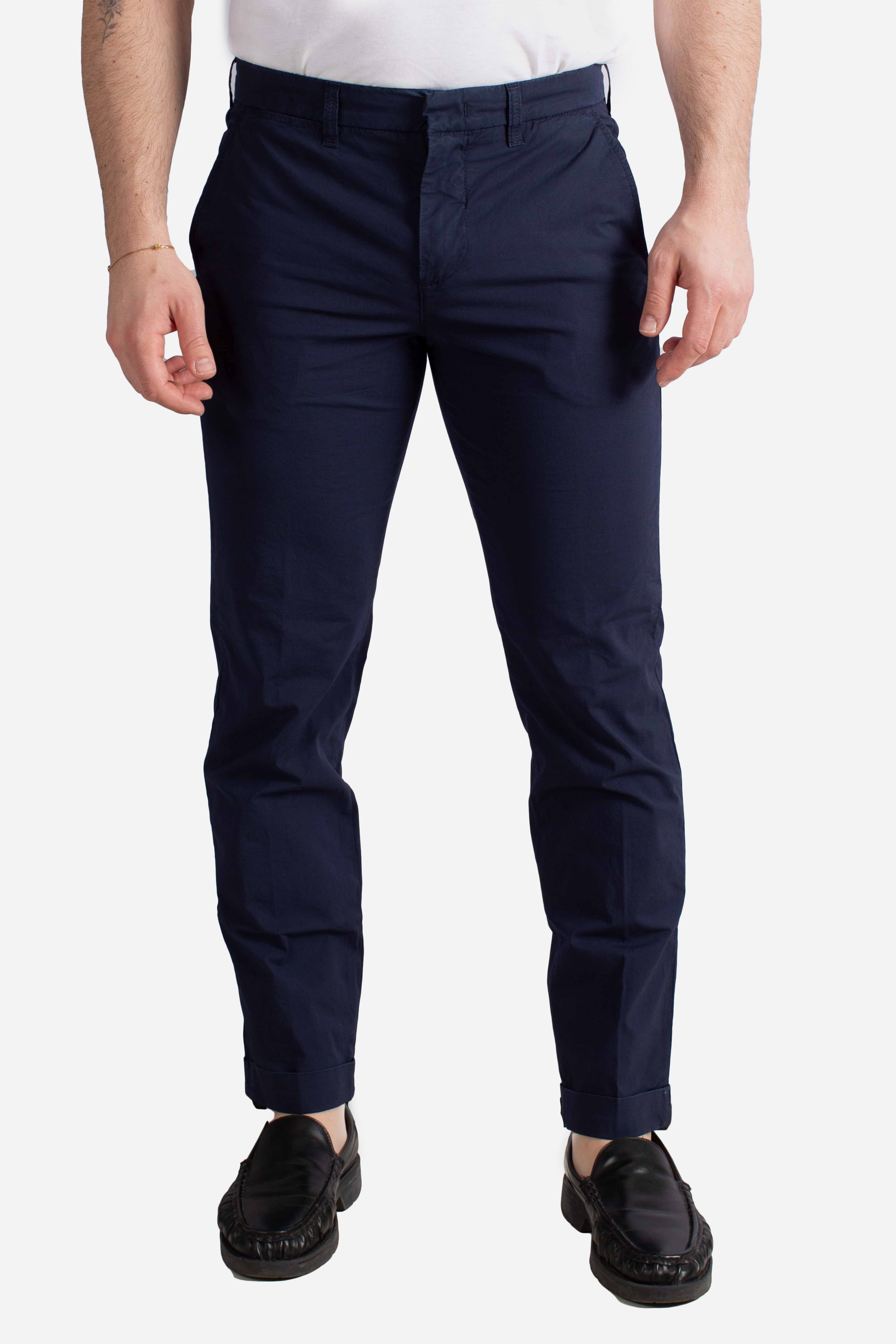 Pantaloni Slim Fit in Cotone Stretch blu navy