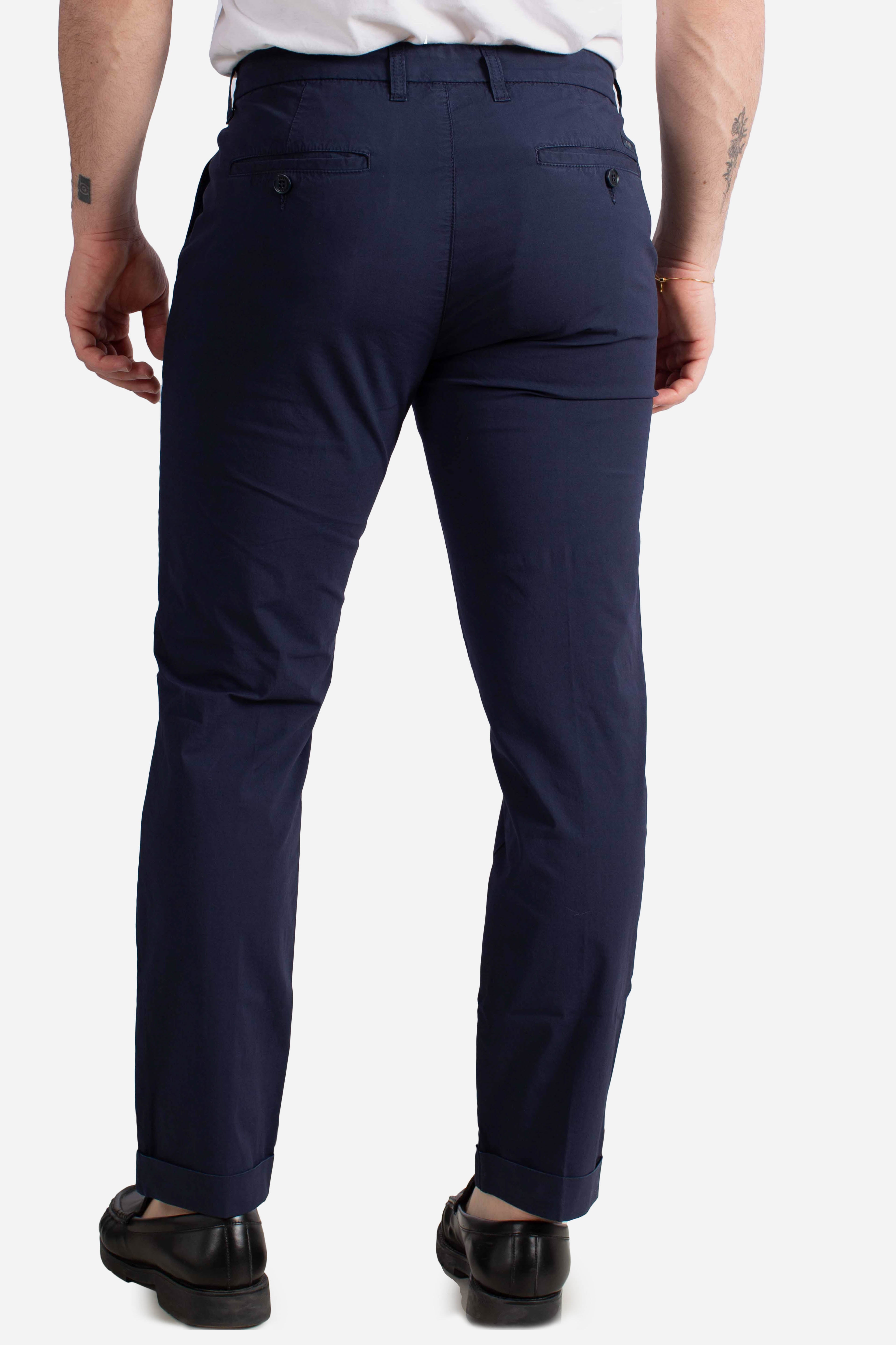 Pantaloni Slim Fit in Cotone Stretch blu navy