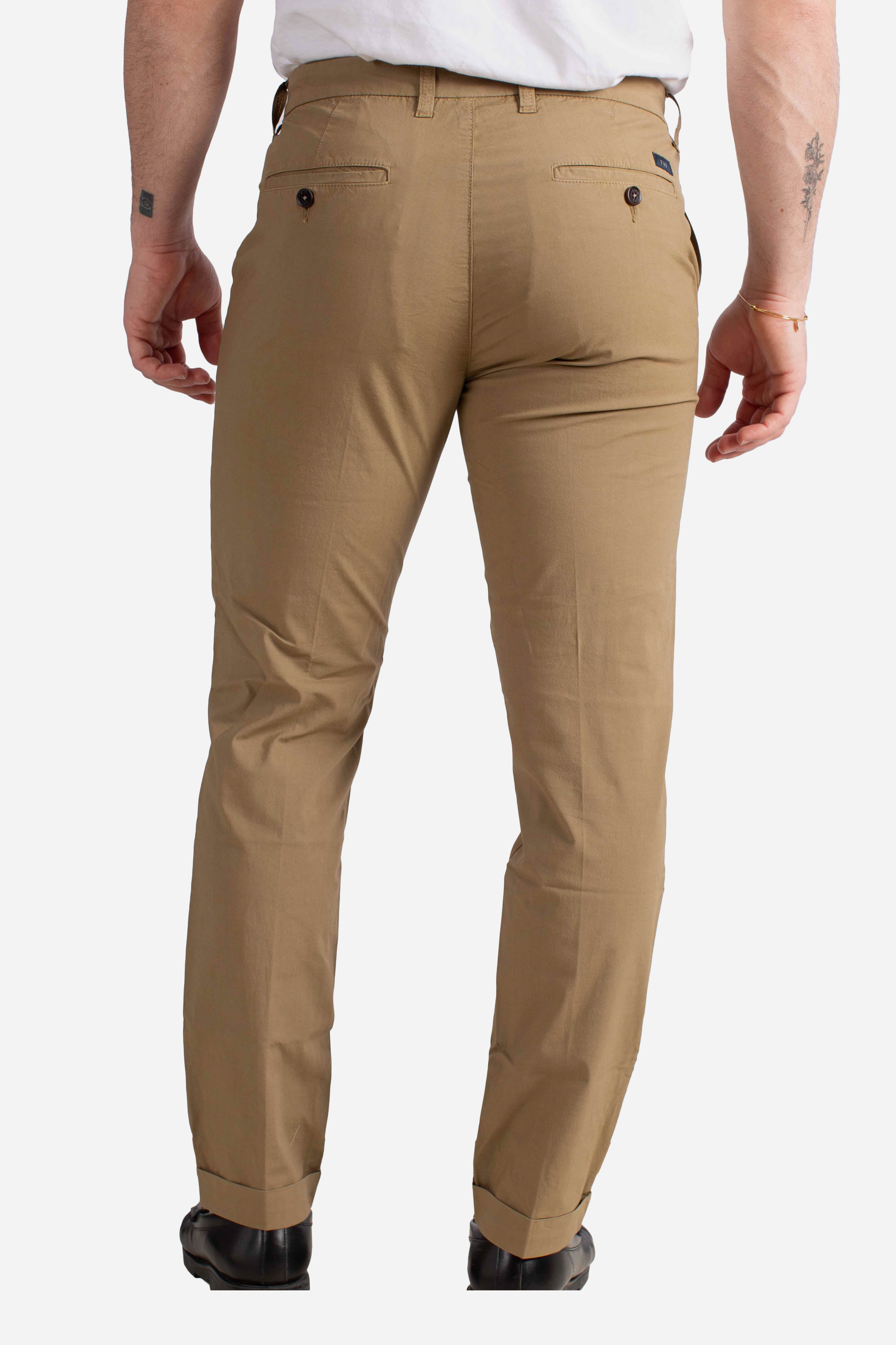 Pantaloni Slim Fit in Cotone Stretch tabacco
