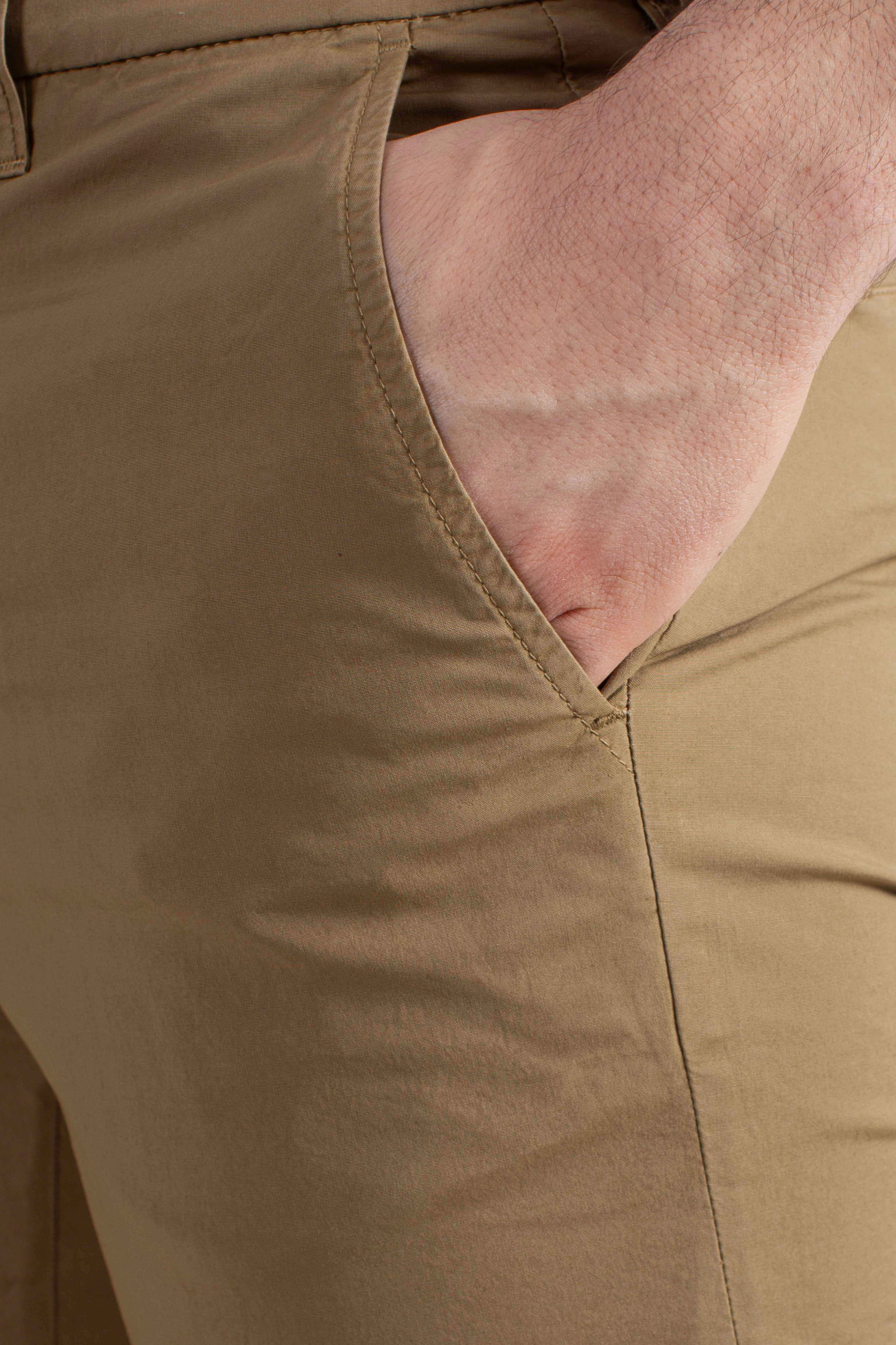 Pantaloni Slim Fit in Cotone Stretch tabacco