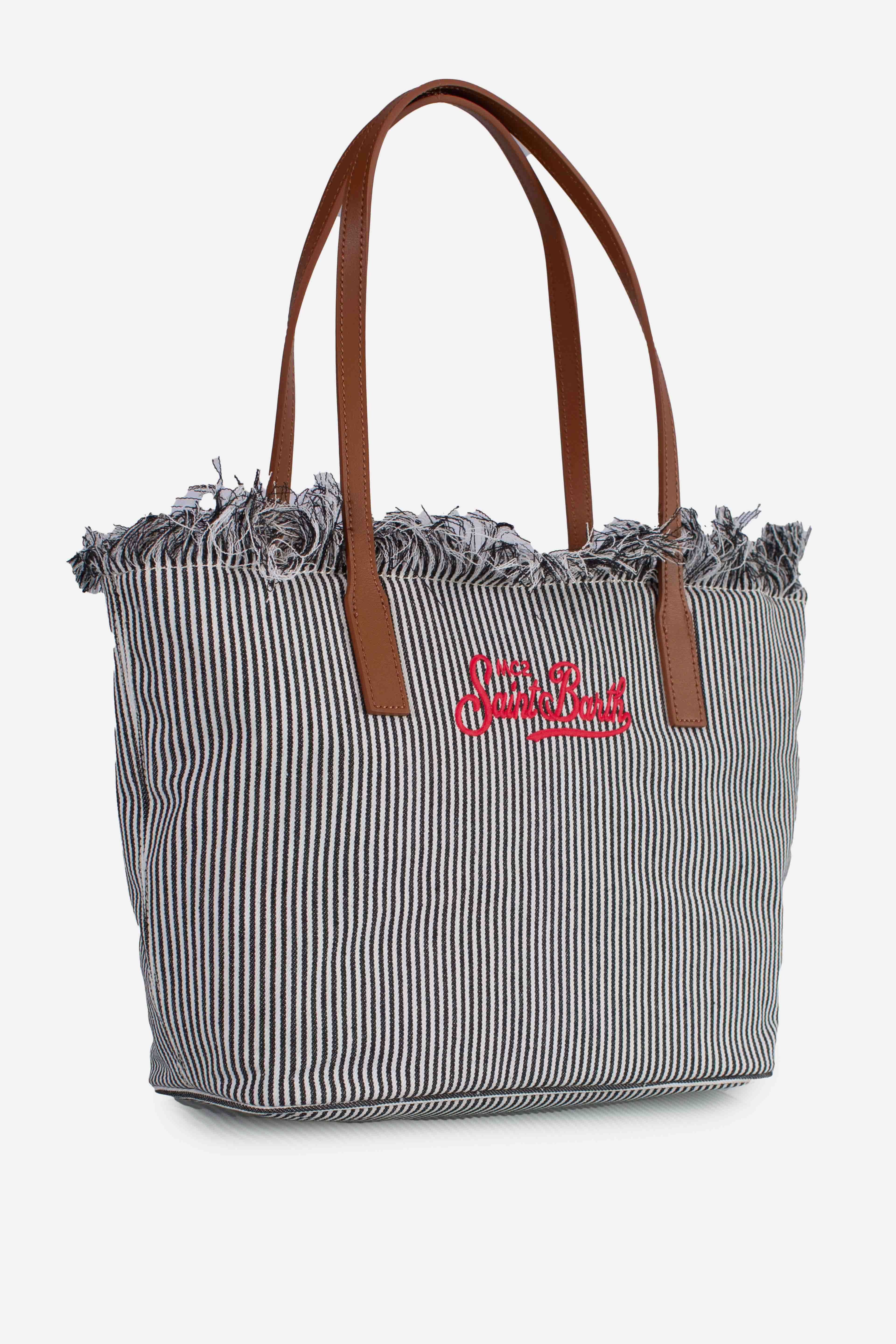 City bag mid fringe micro stripes