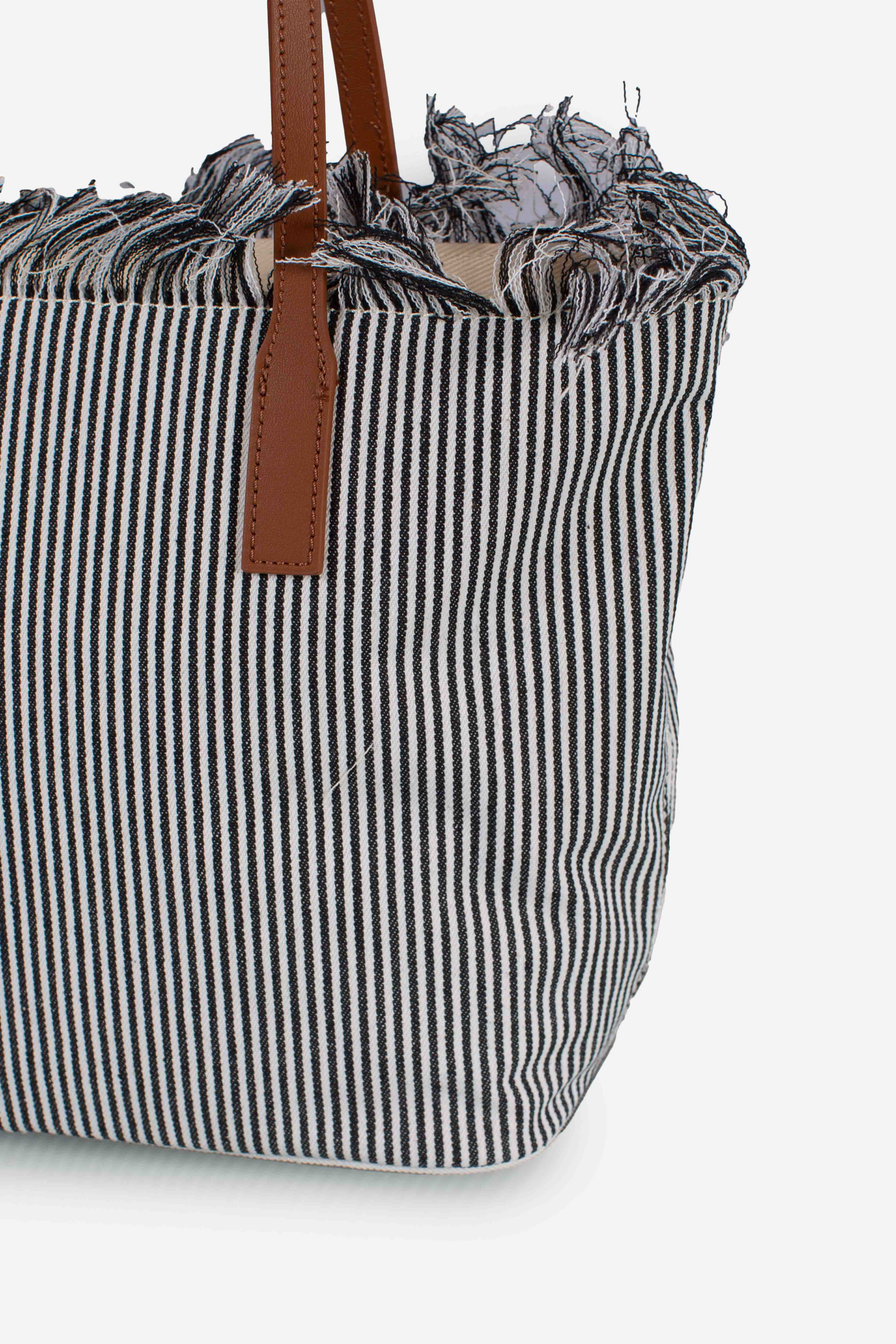 City bag mid fringe micro stripes