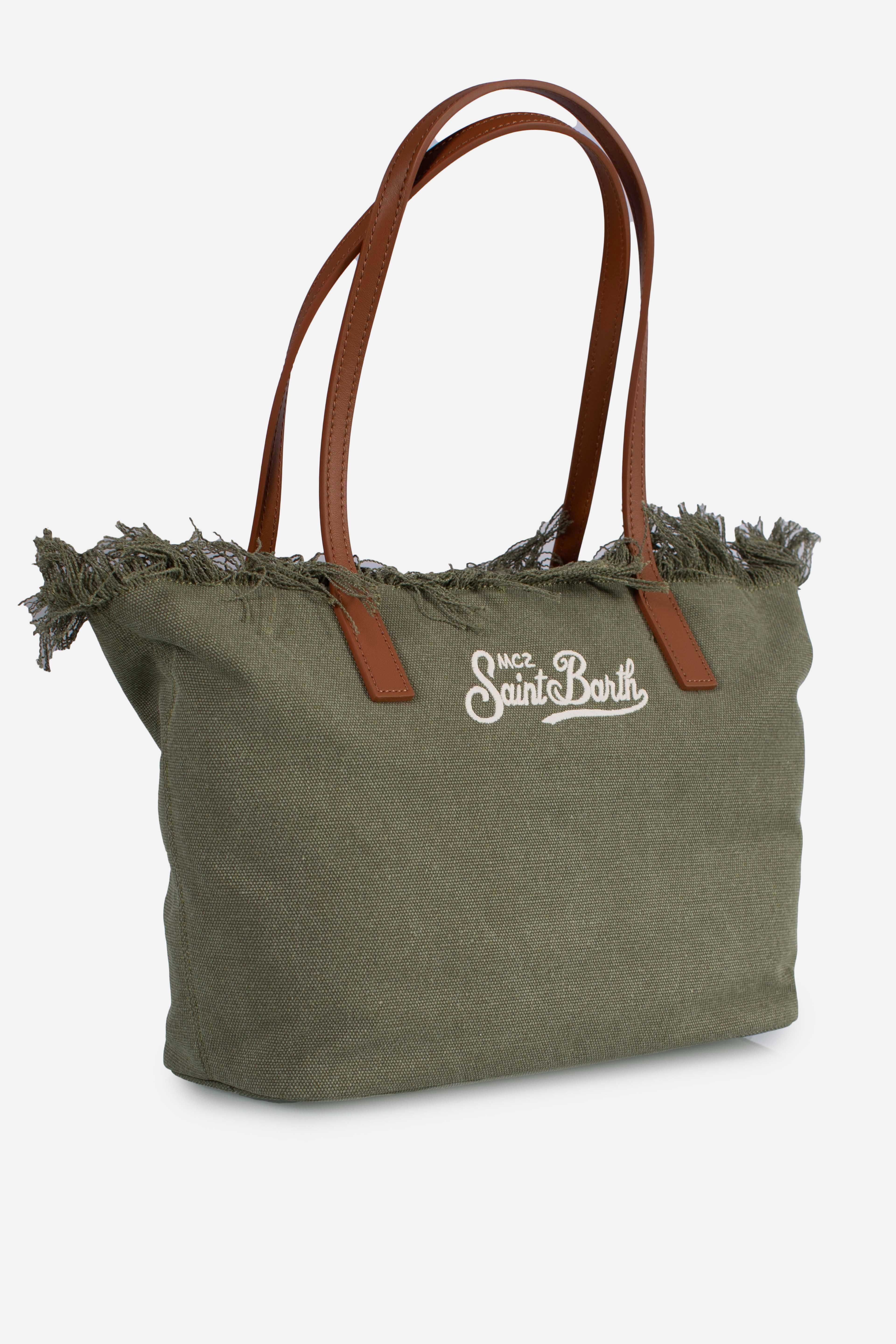 City bag mid fringe canvas military