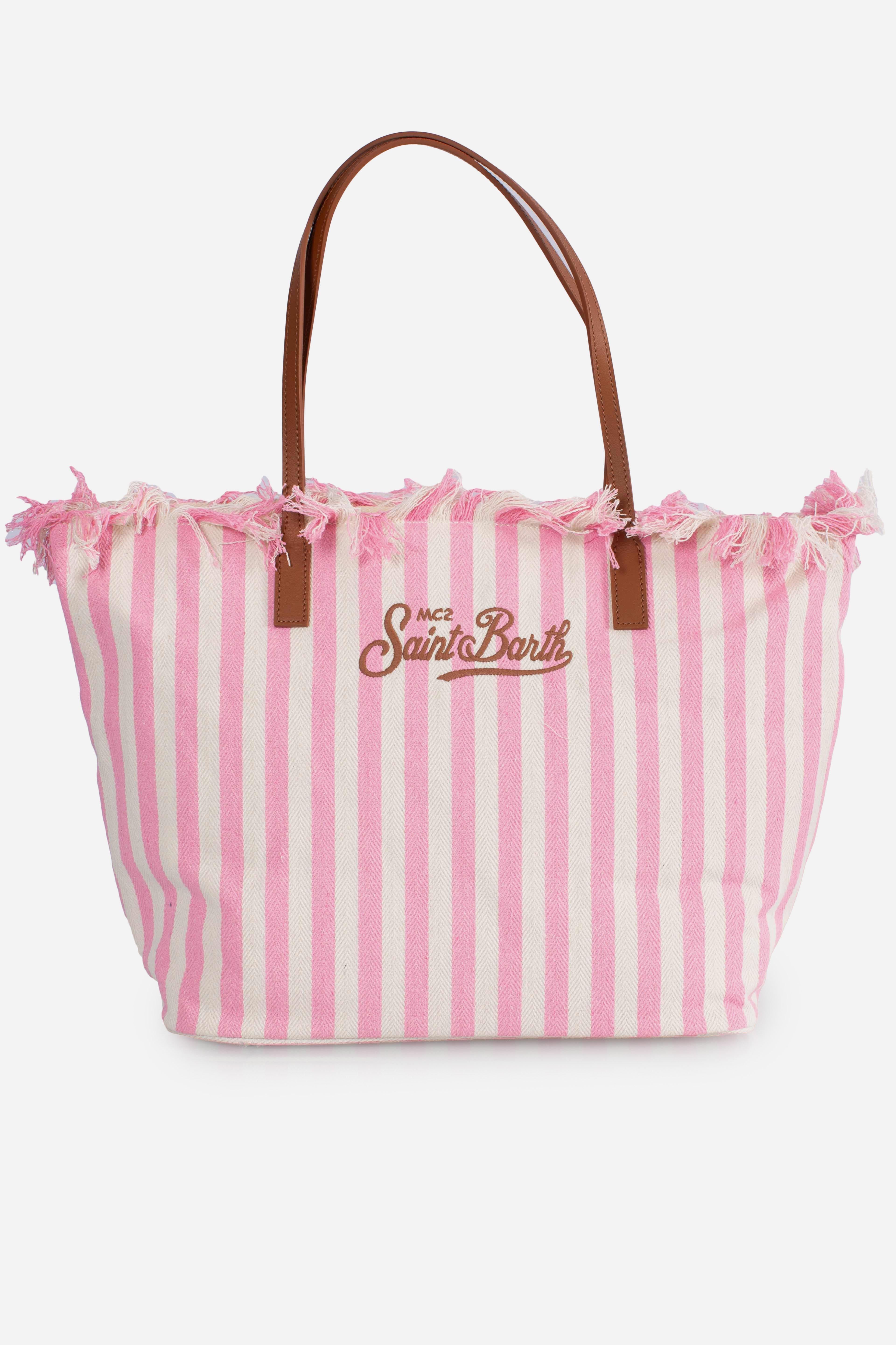 City bag fringe hb stripes white pink