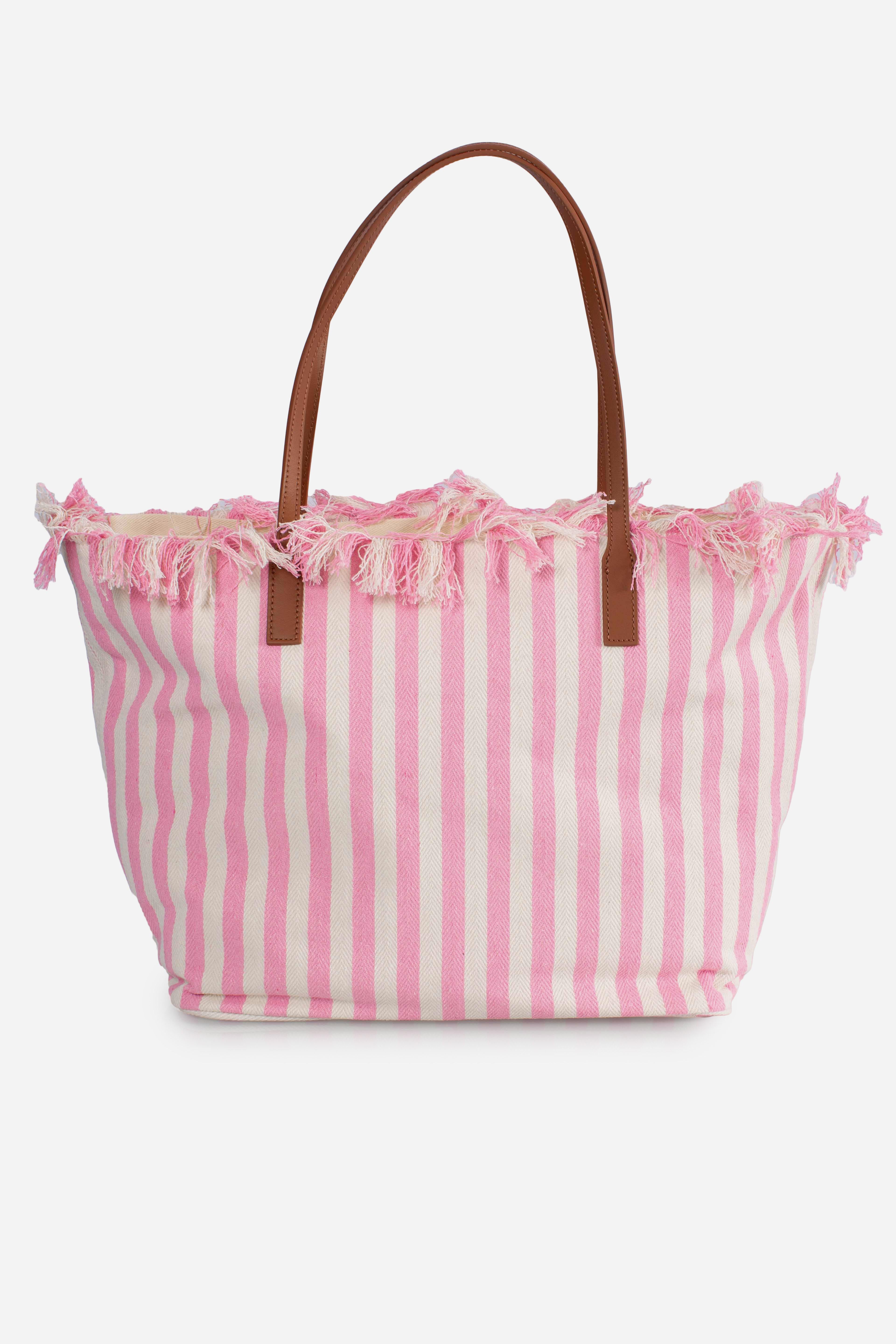 City bag fringe hb stripes white pink