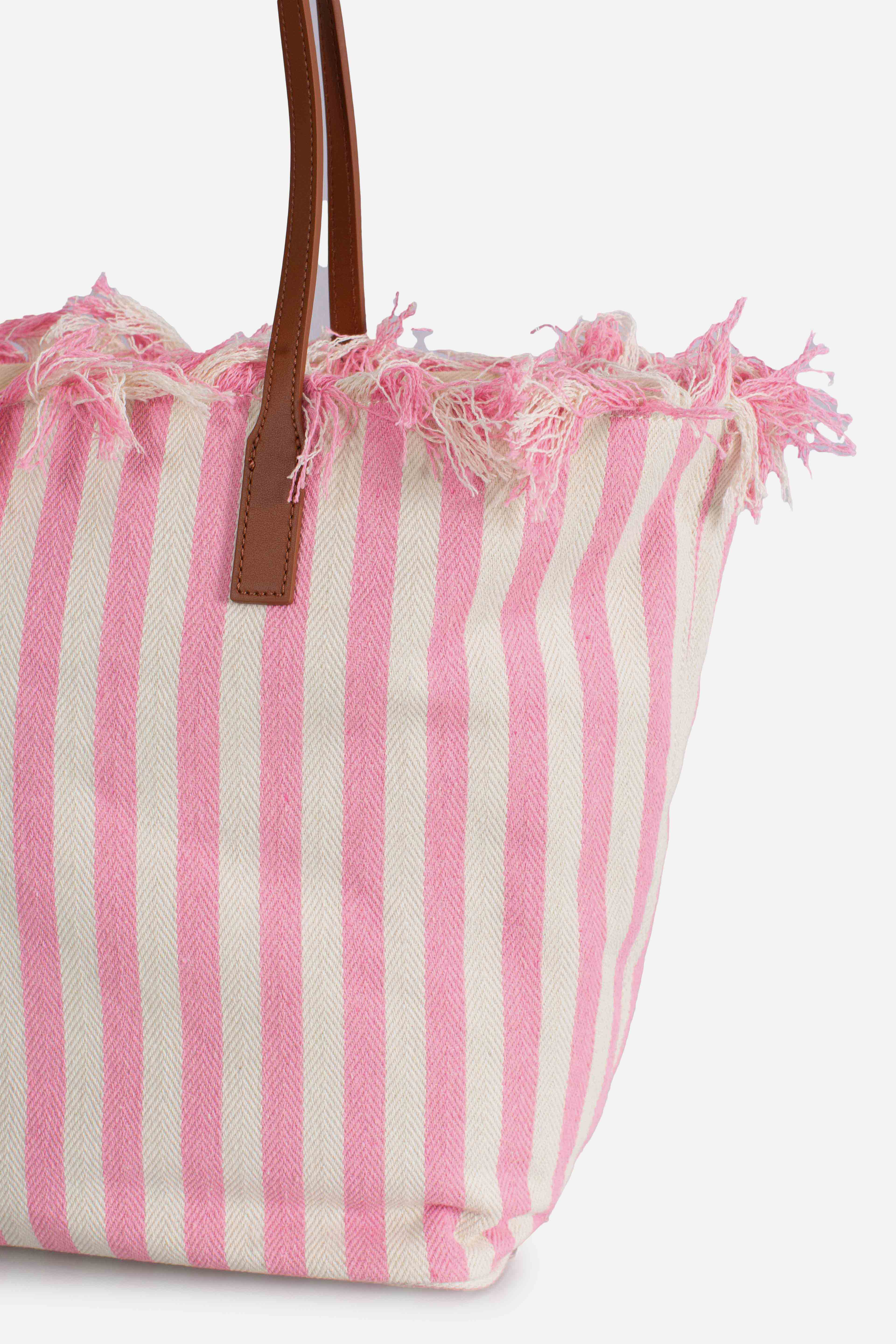 City bag fringe hb stripes white pink