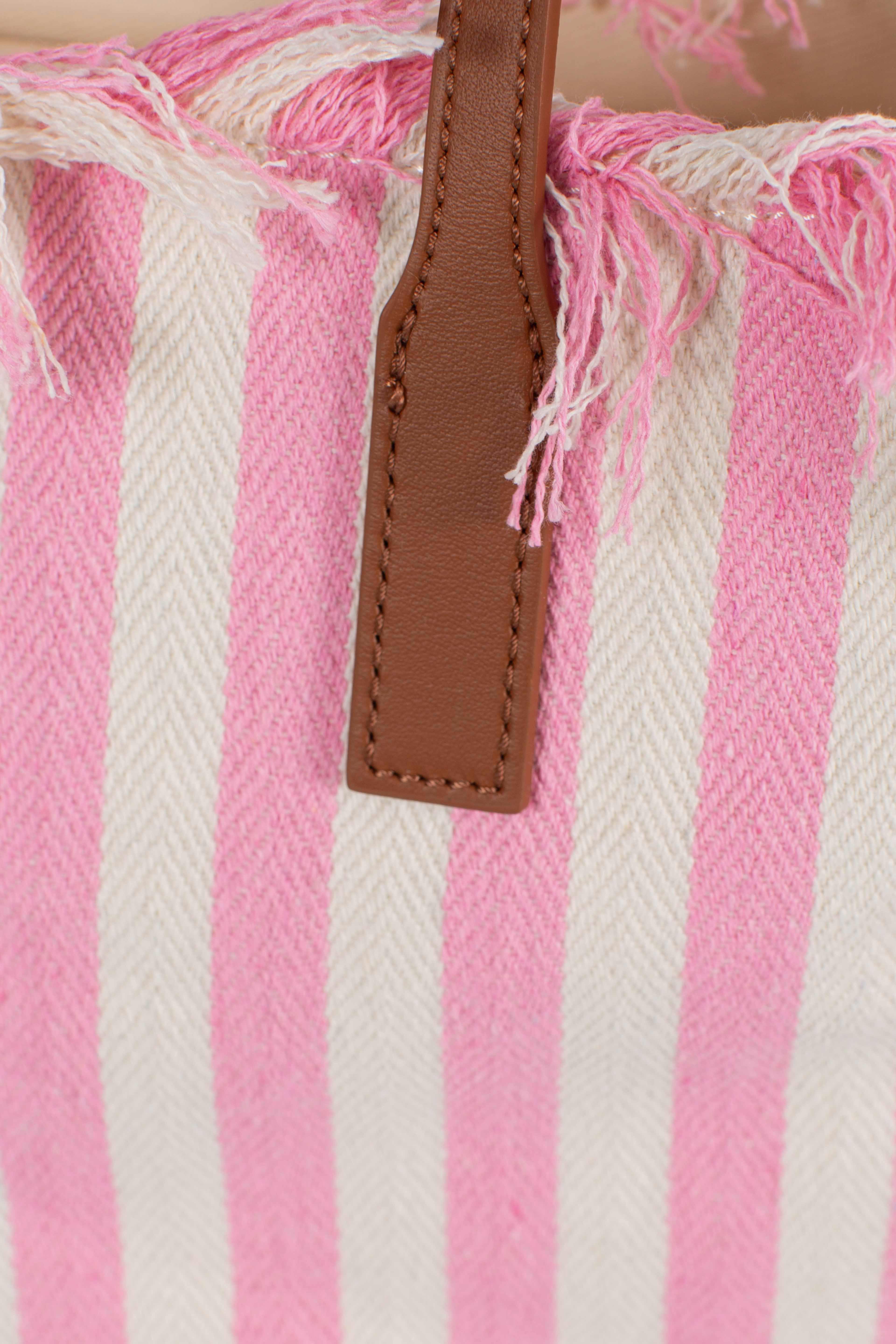 City bag fringe hb stripes white pink