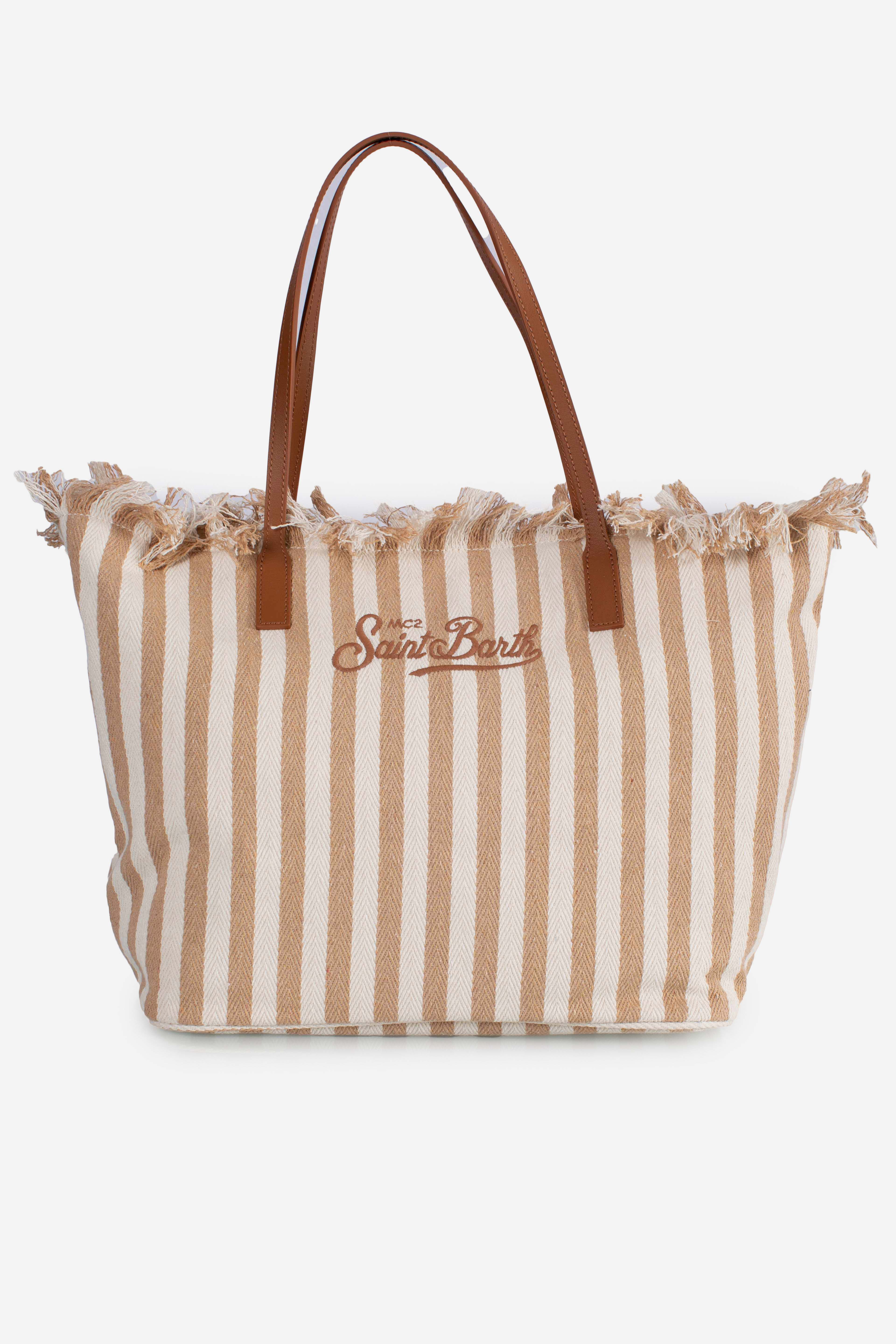 City bag fringe hb stripes avorio beige