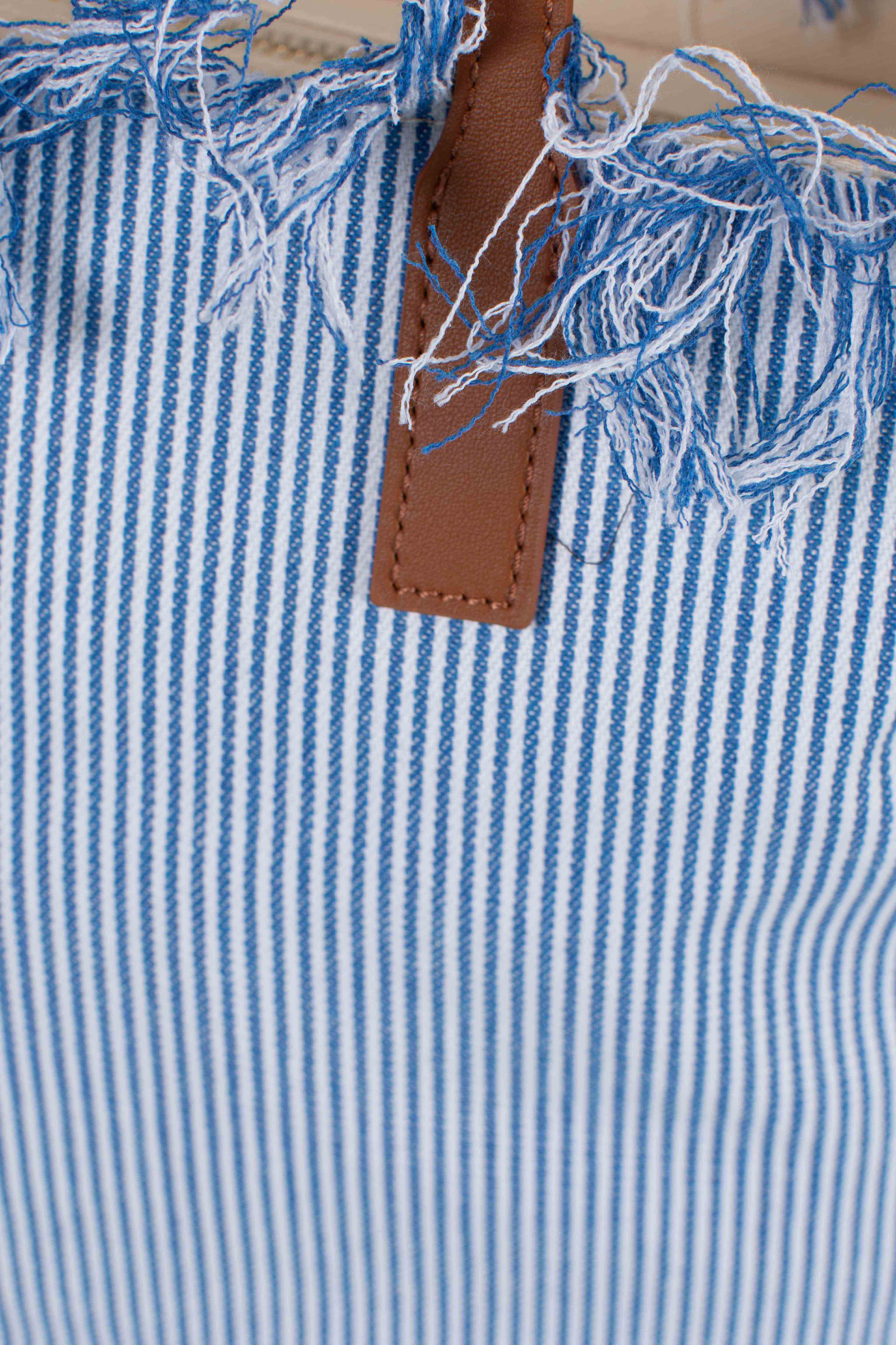 City bag fringe micro stripes white royal