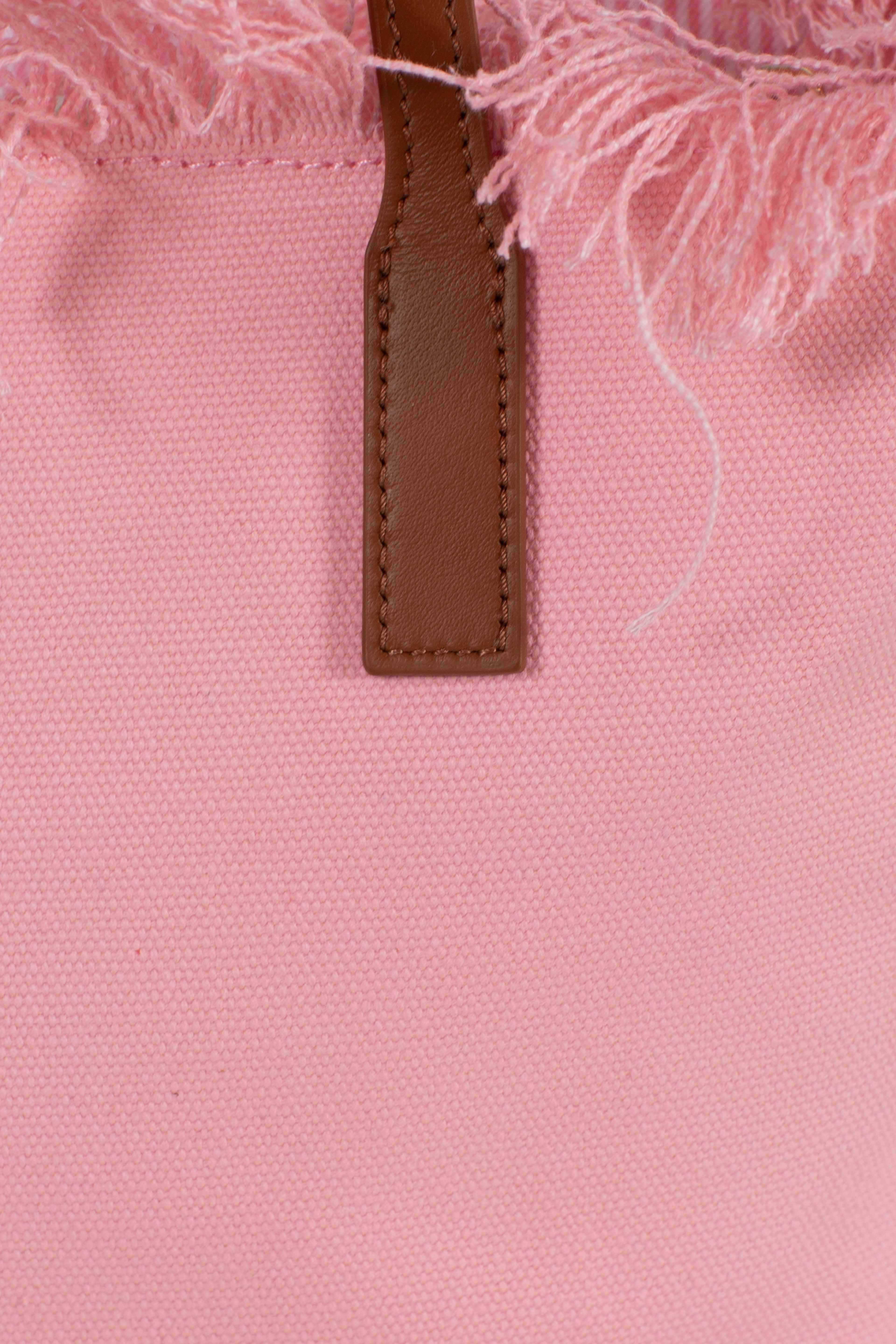 City bag mid fringe con logo Saint Barth ricamato pink