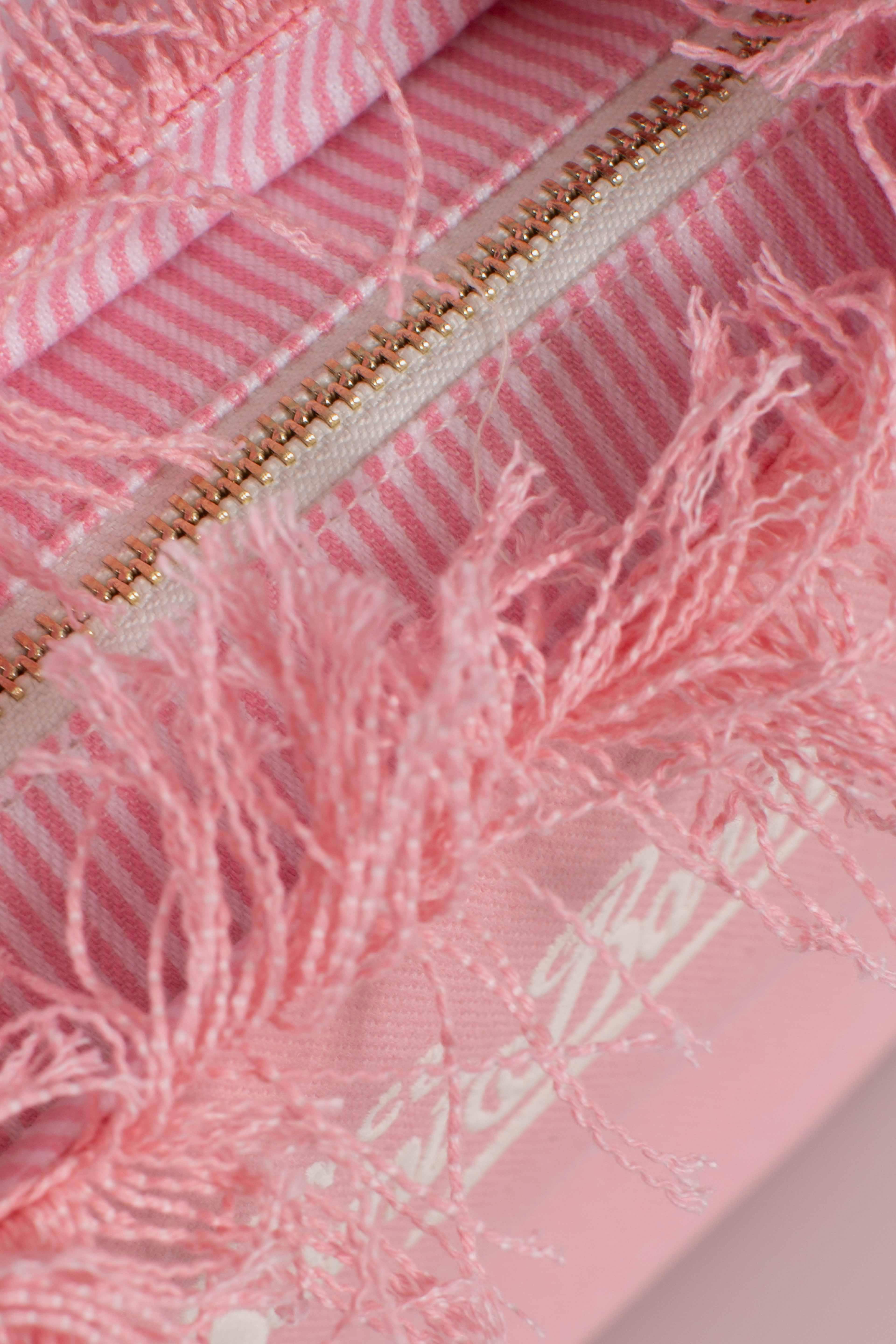 City bag mid fringe con logo Saint Barth ricamato pink