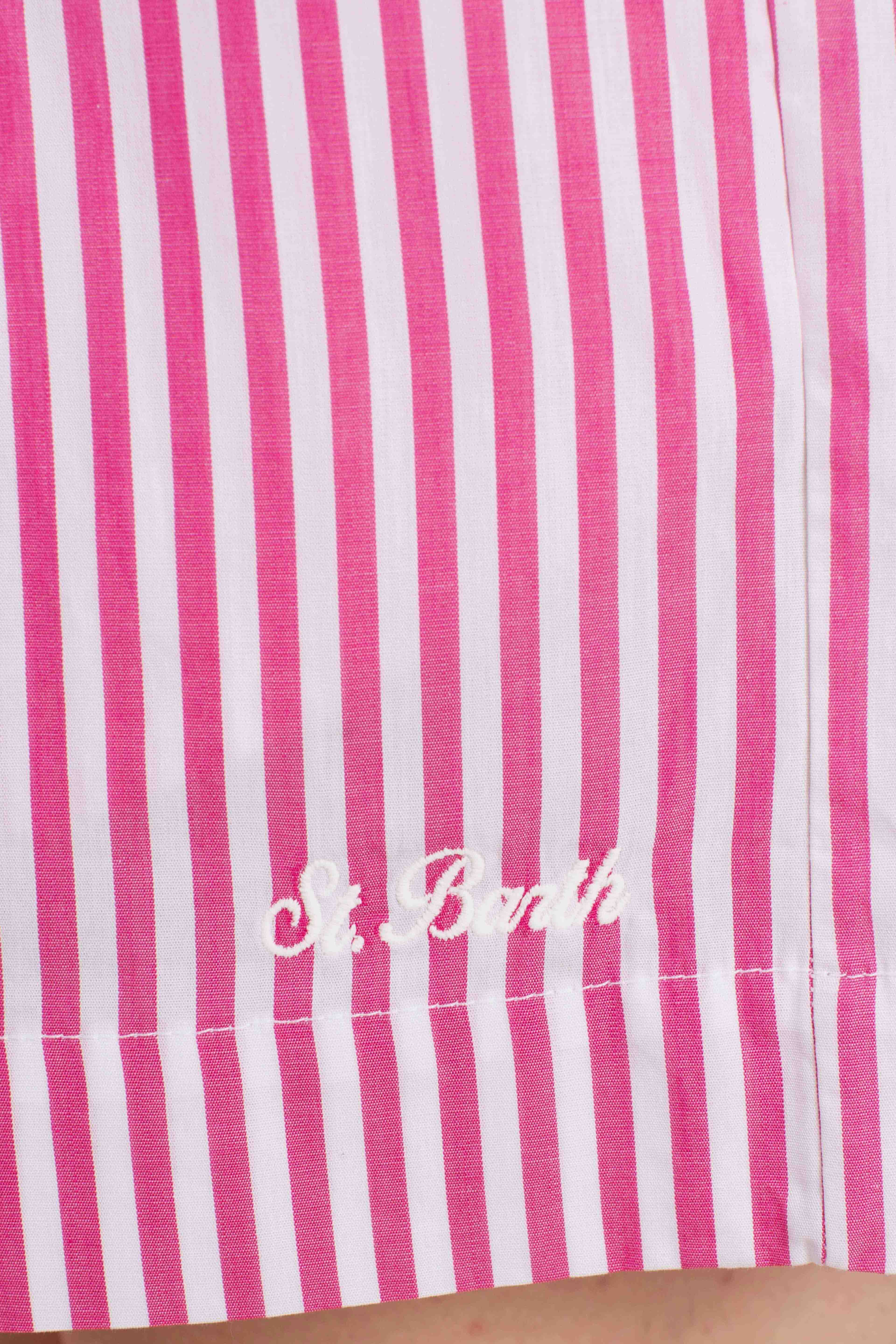 Short Amani a righe bianco e fucsia