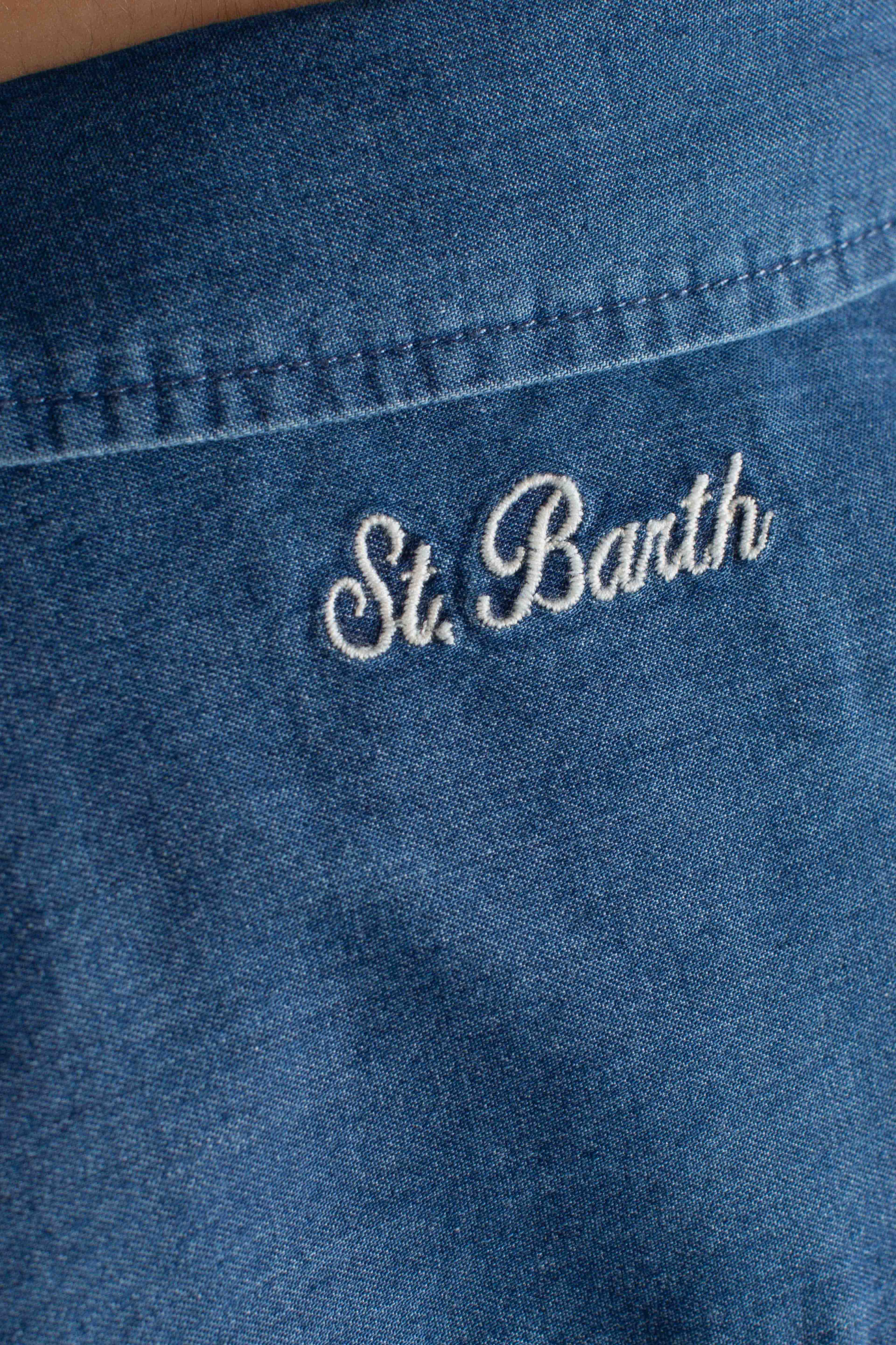 Camicia Clementine in chambray con ricamo floreale