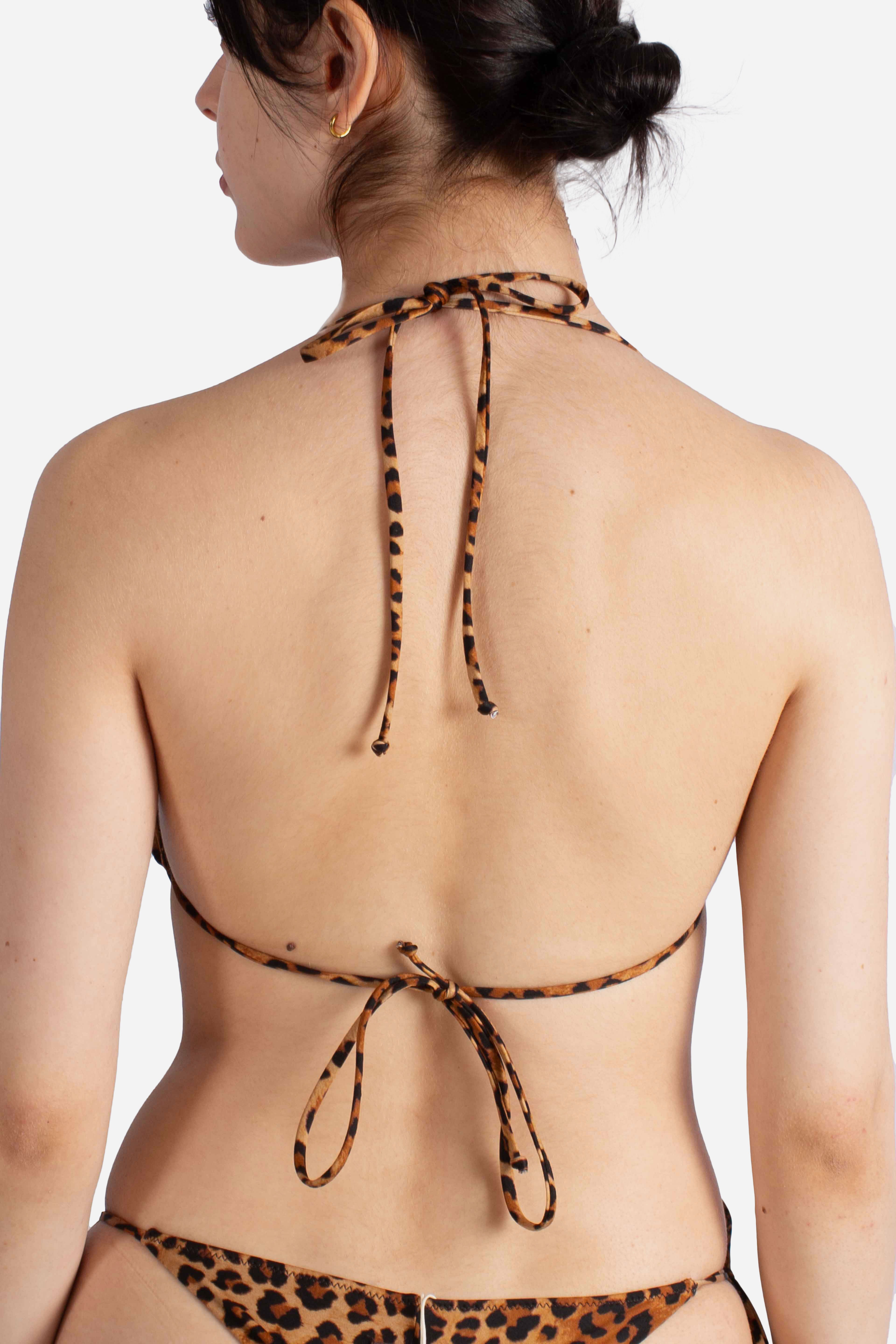Leah top bikini triangolo con stampa animalier