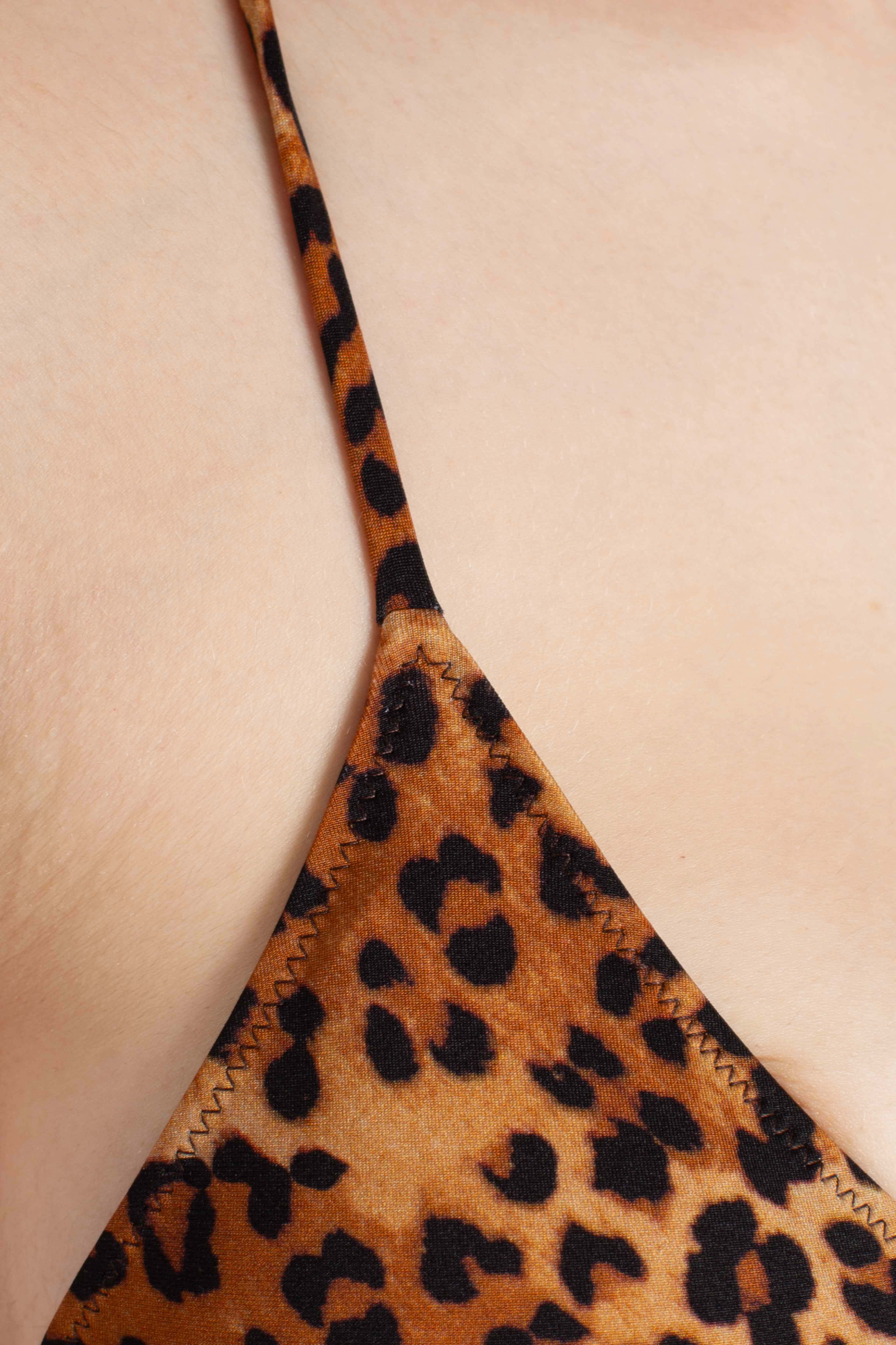 Leah top bikini triangolo con stampa animalier
