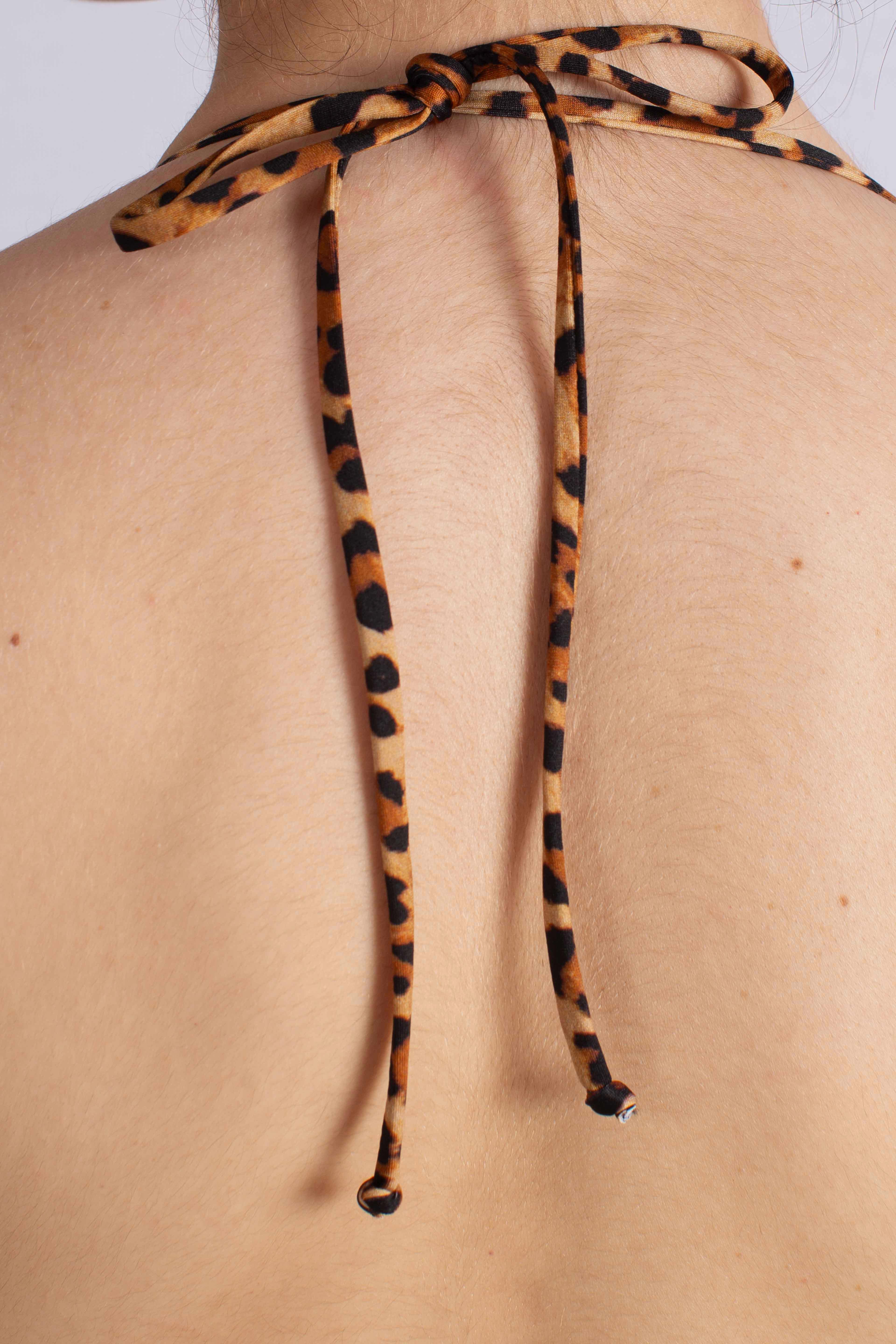 Leah top bikini triangolo con stampa animalier