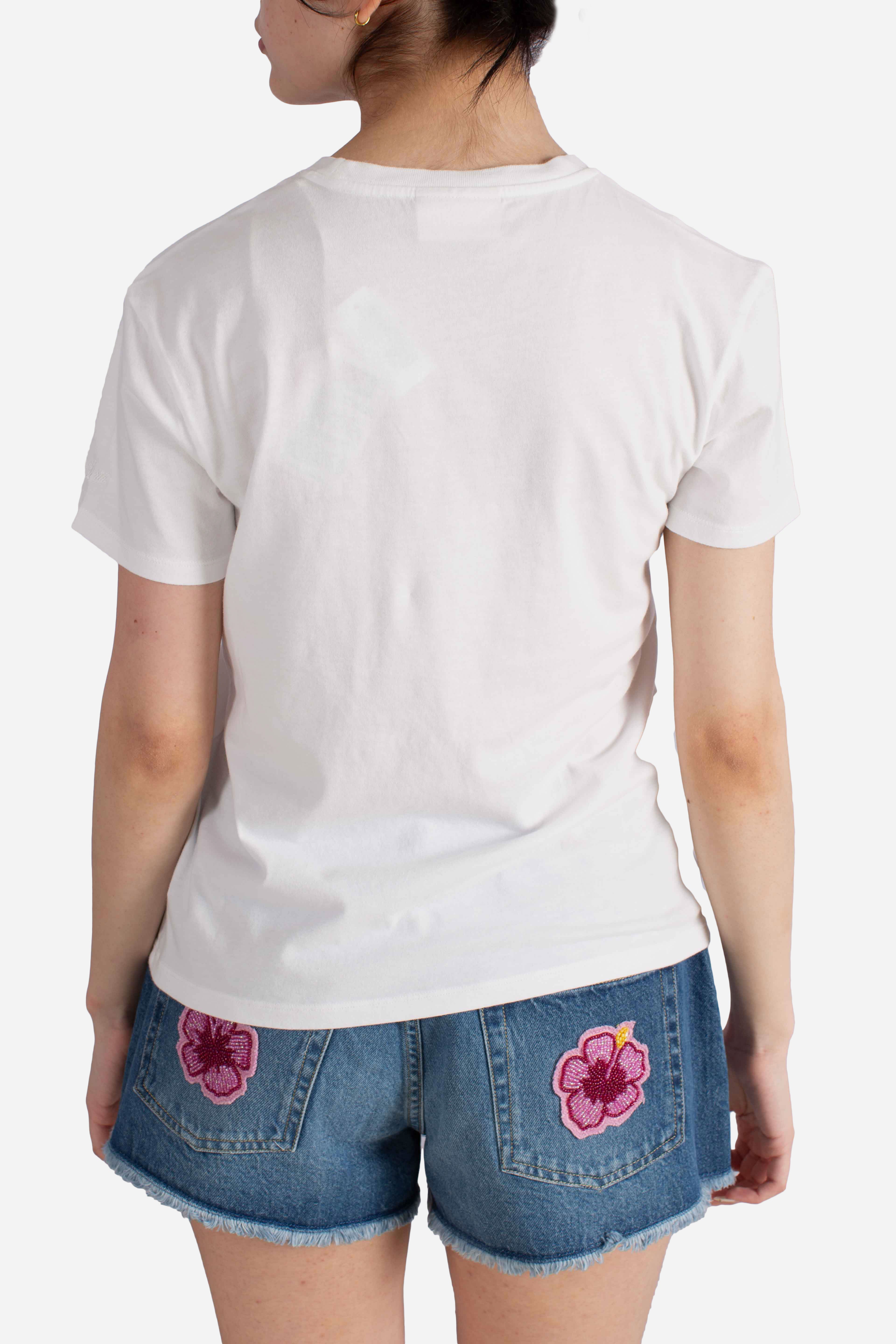 T-shirt Emilie in cotone con ricamo St. Barth be strass