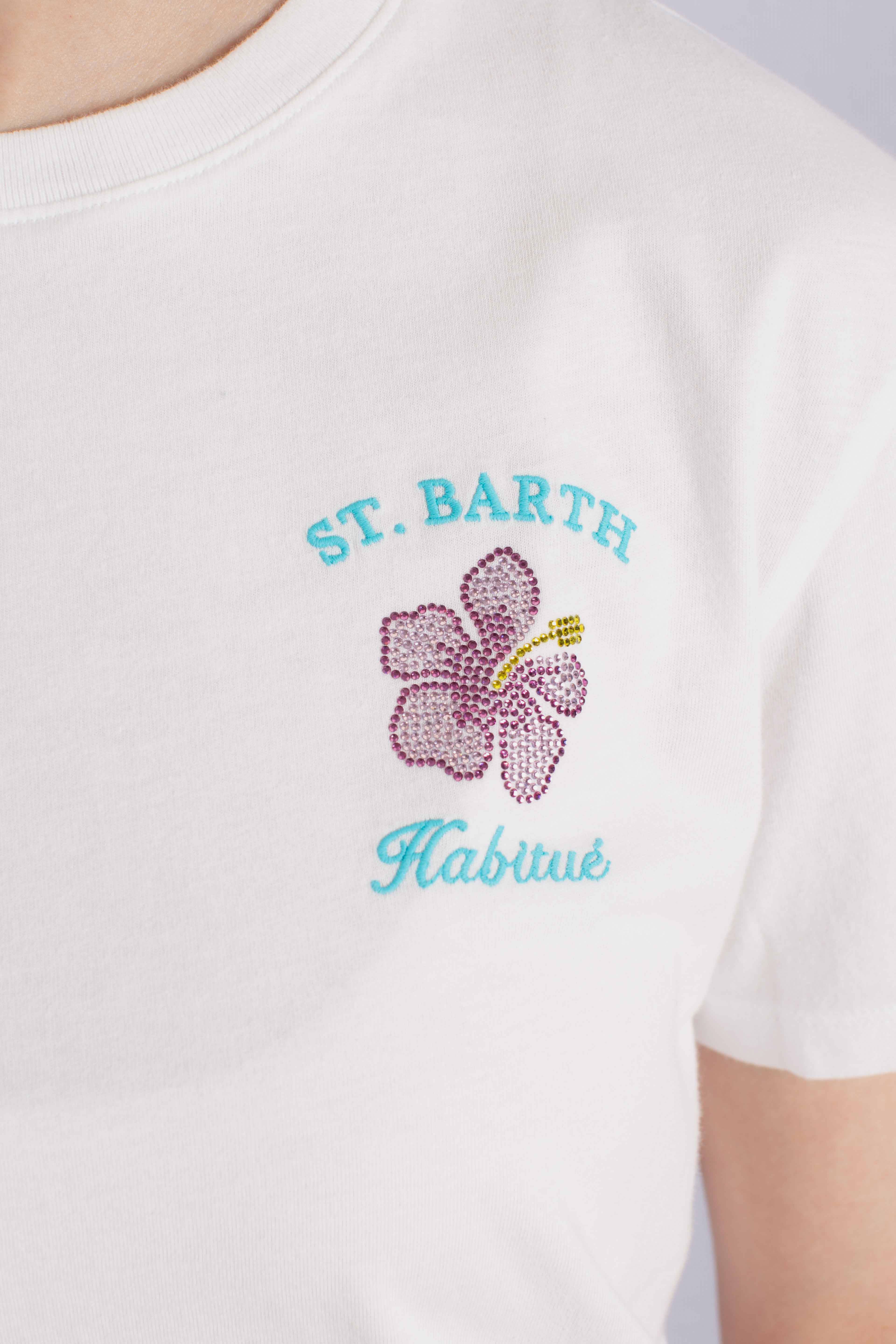 T-shirt Emilie in cotone con ricamo St. Barth be strass