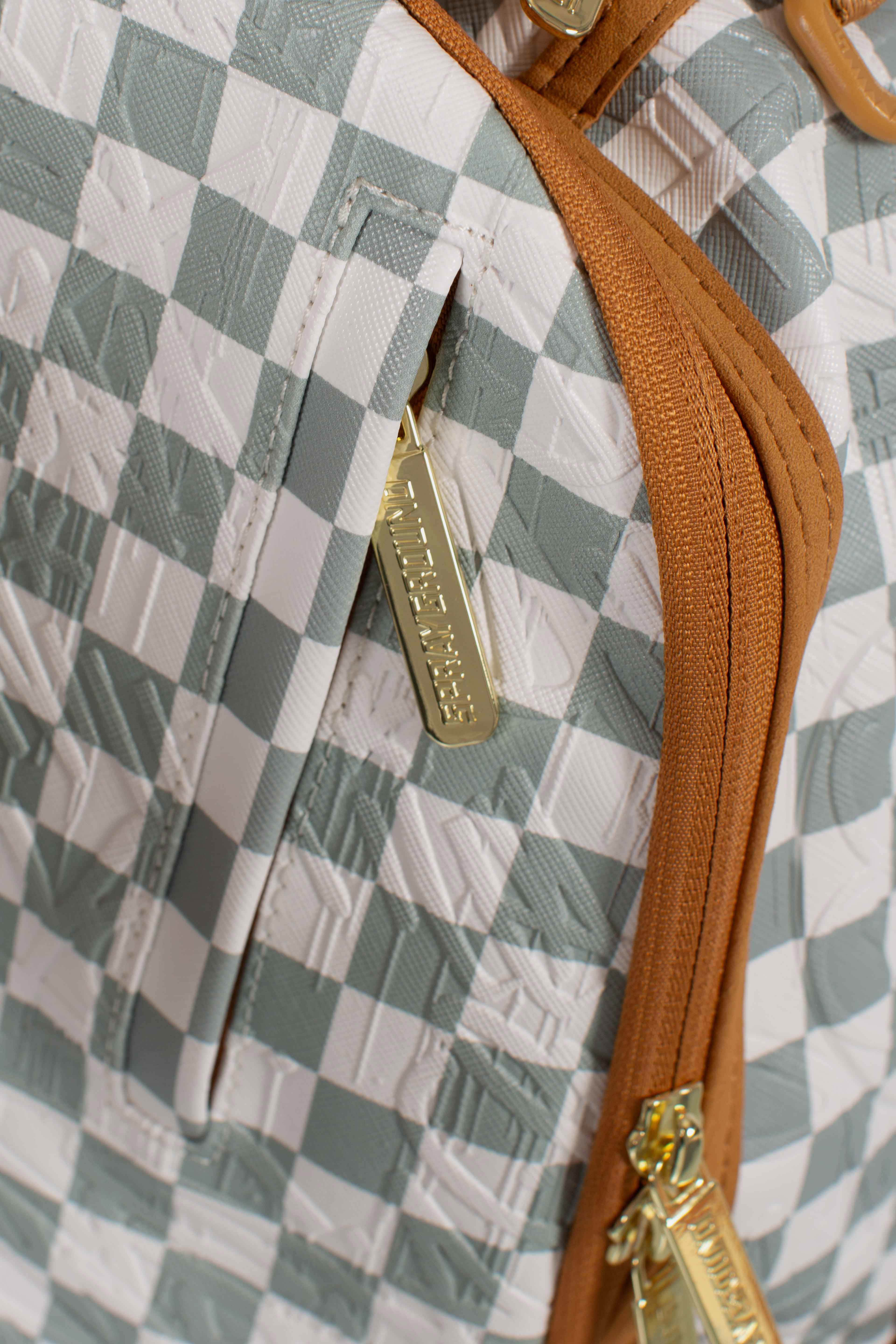 ZAINO GRAFF EMBOSSED CREAM CHECK DLXSV BACKPACK