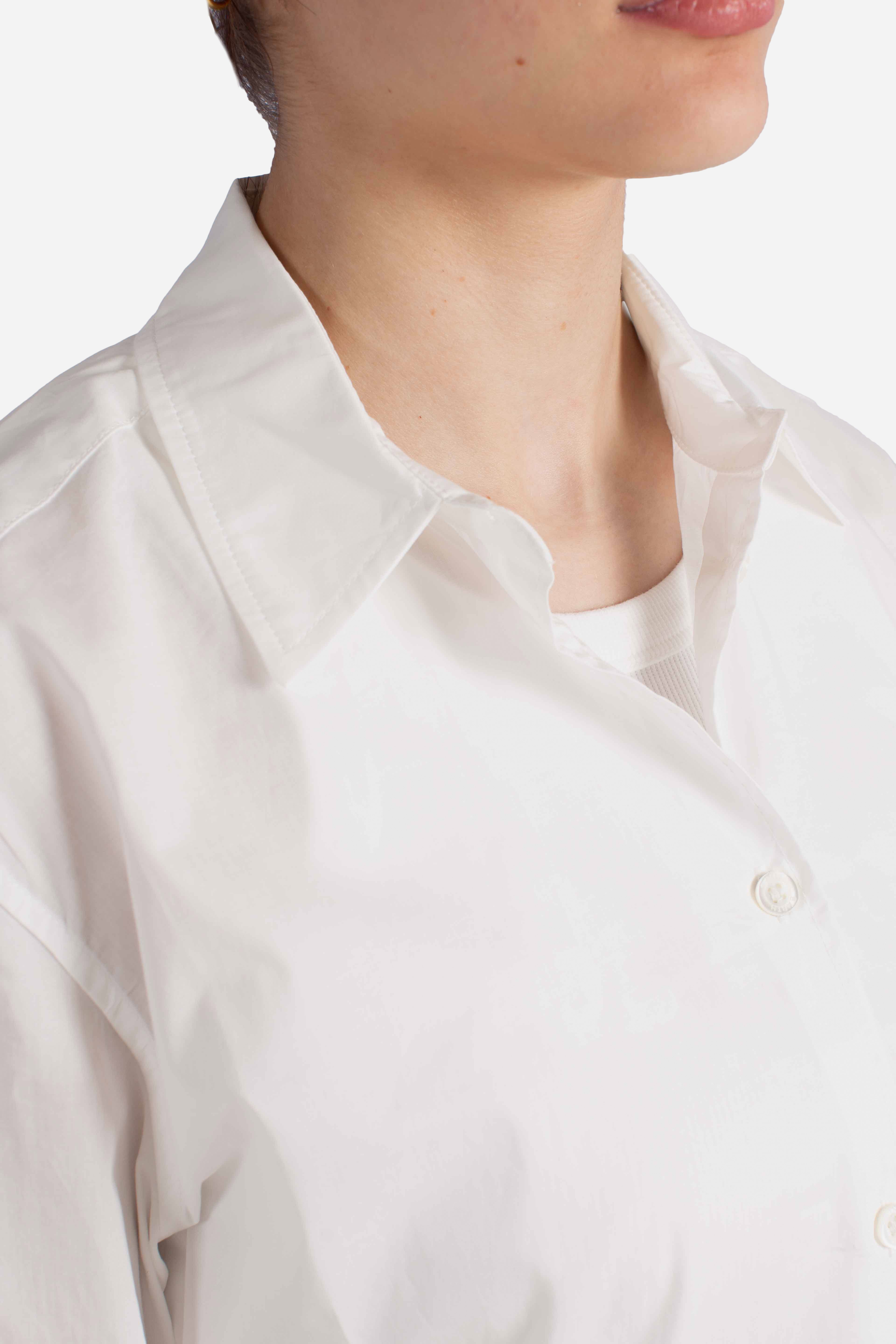 Camicia Meredith in cotone bianco con ricamo Saint Barth applicato