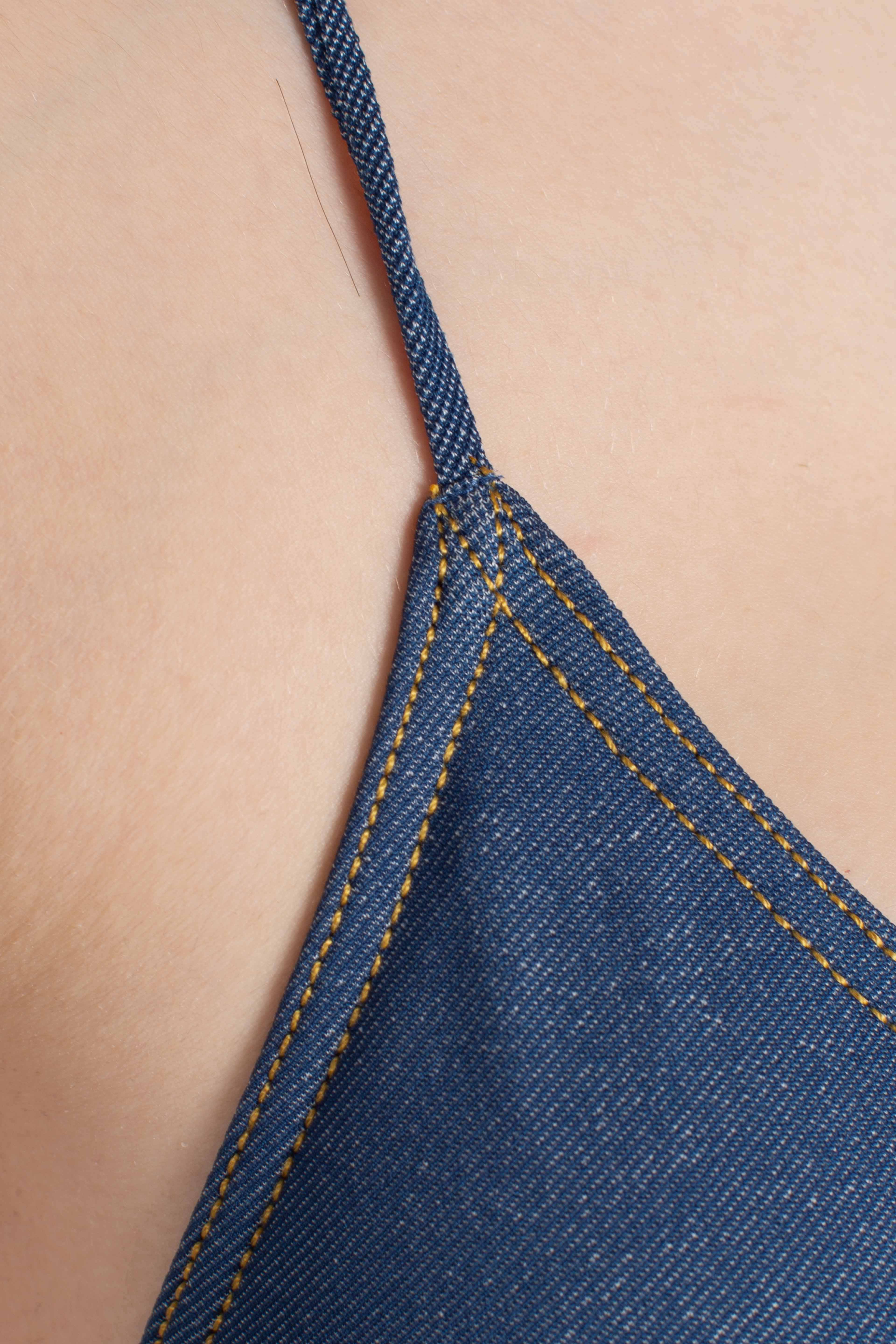 Bikini triangolo in denim Maleah