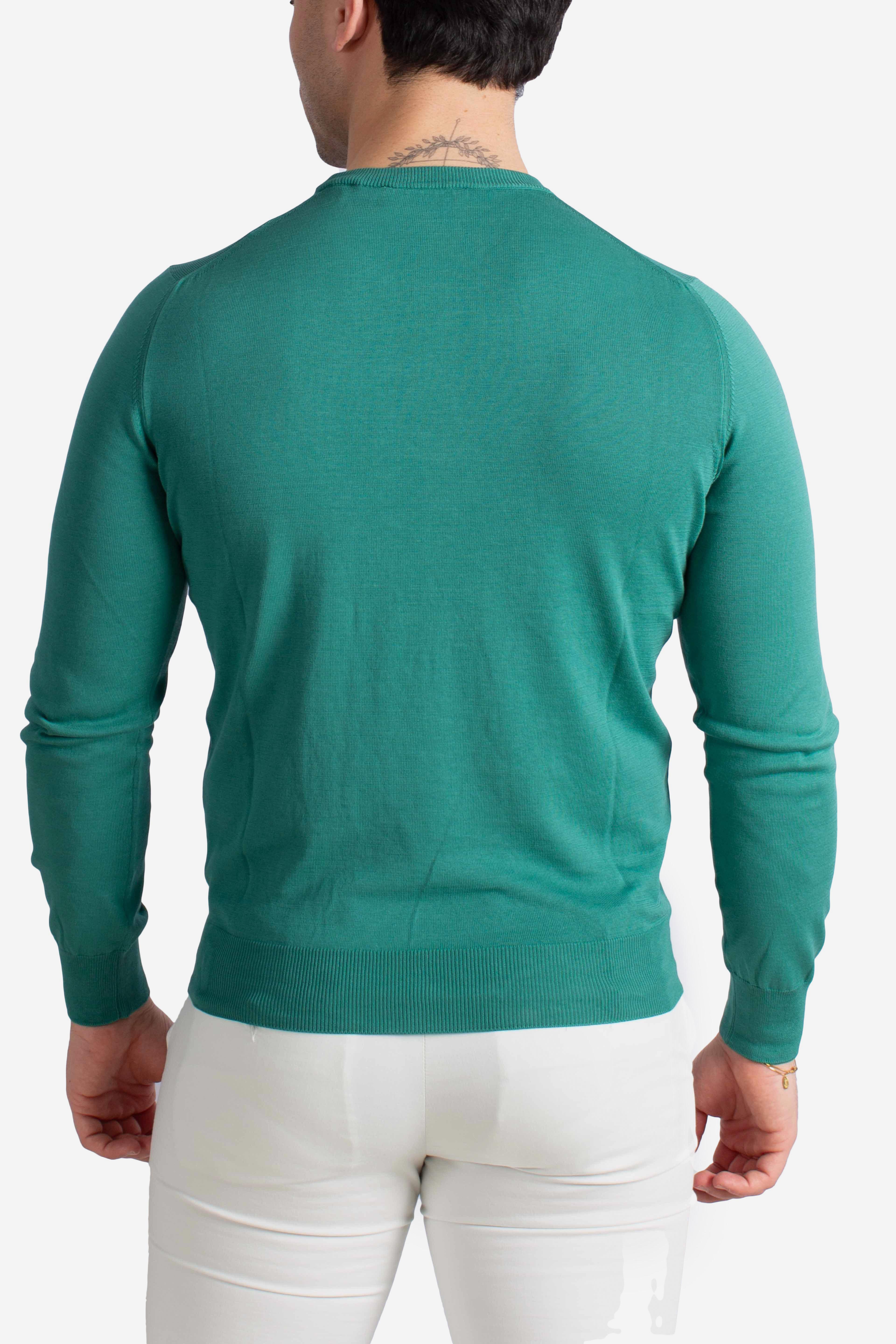 Maglia girocollo in cotone extrafine verde