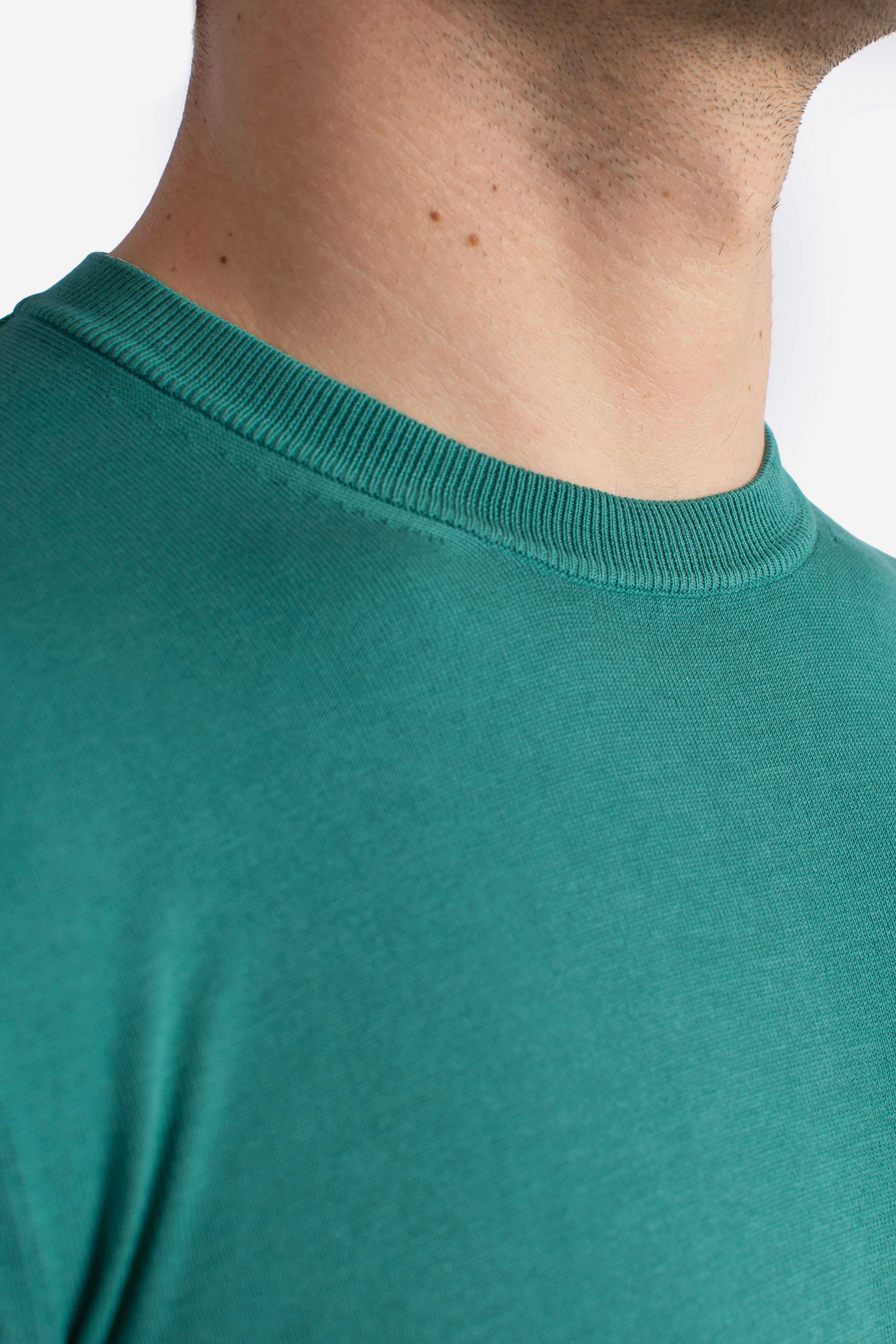 Maglia girocollo in cotone extrafine verde