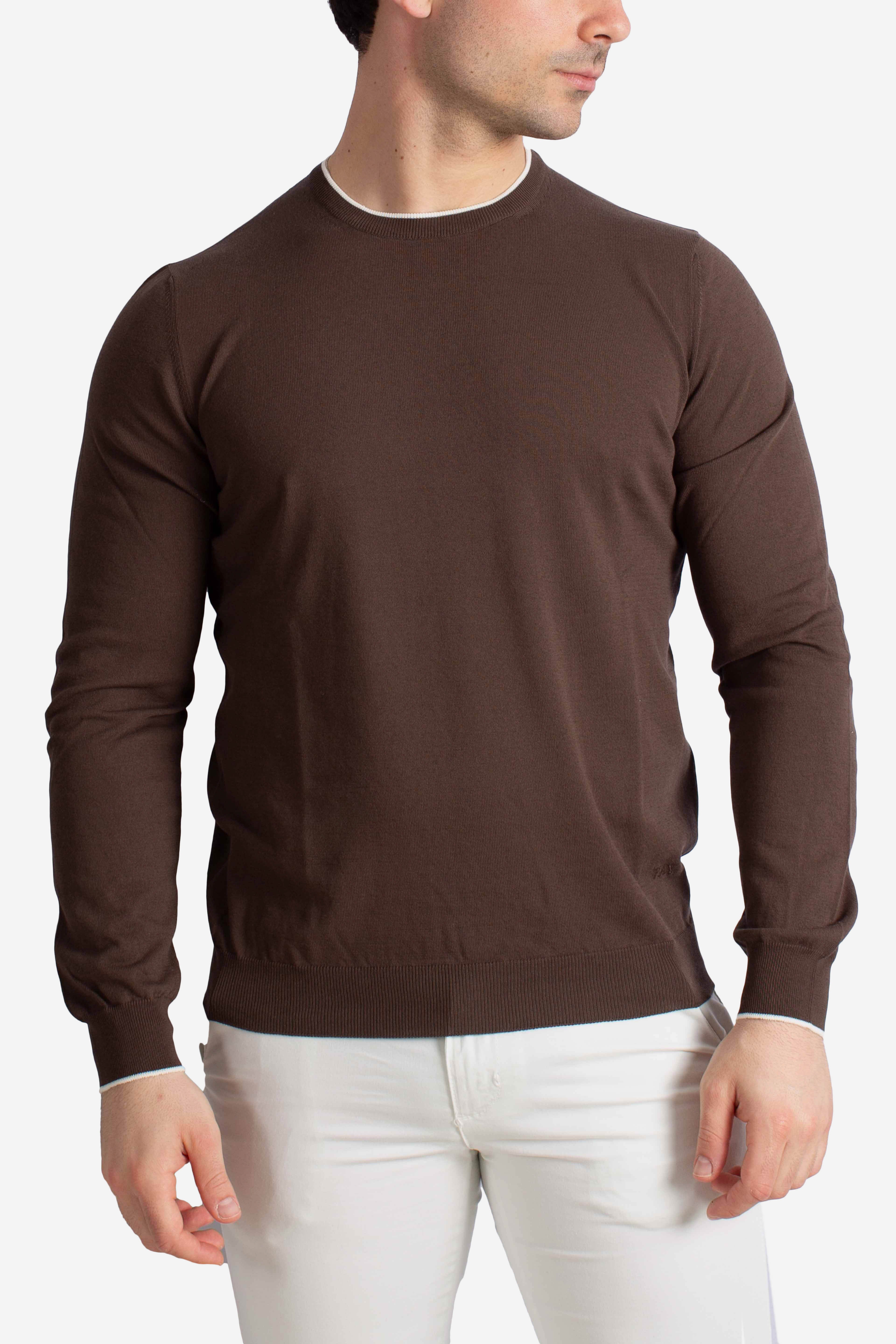 Pull Girocollo in Cotone moro