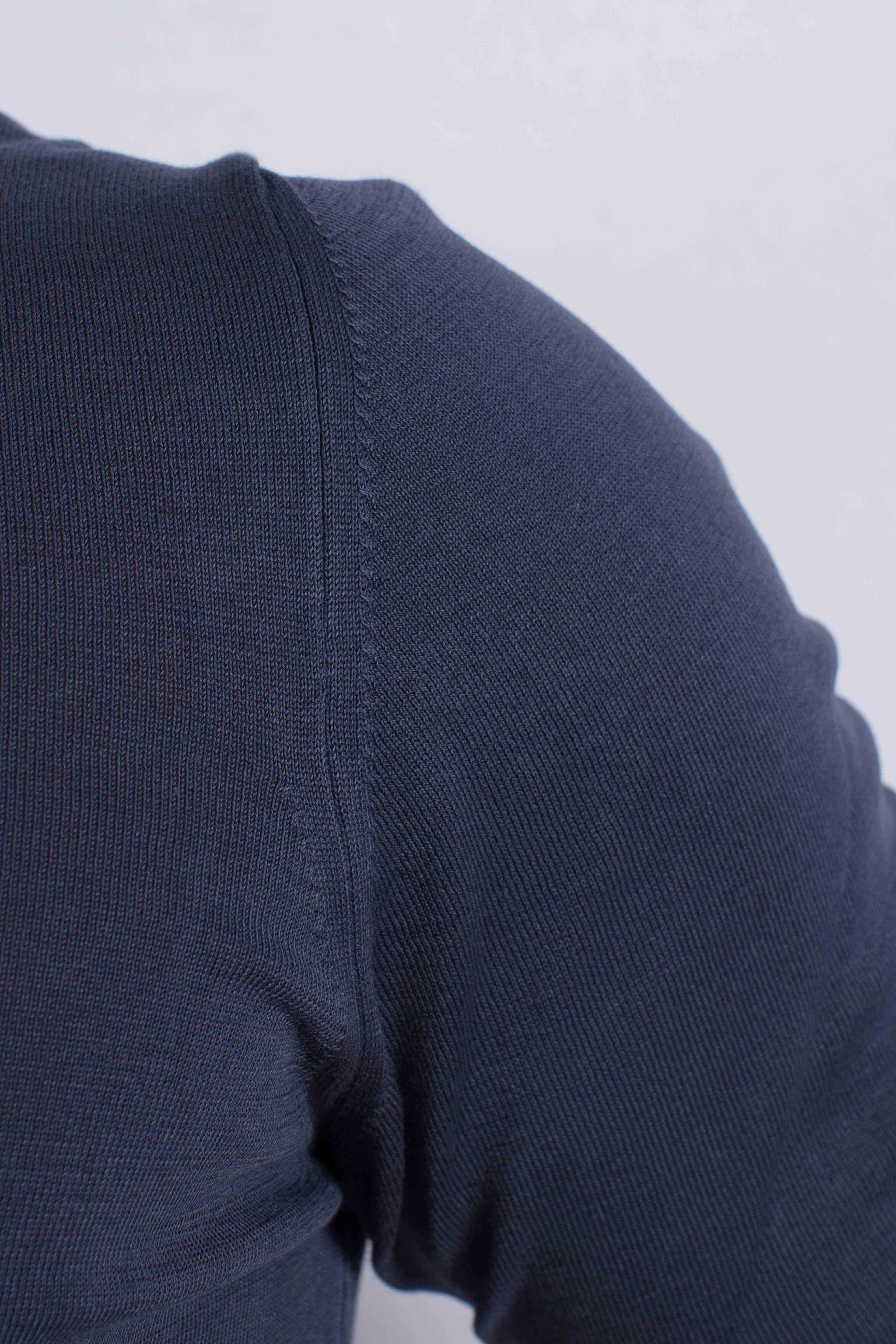 Maglia girocollo in cotone extra-fine blu navy