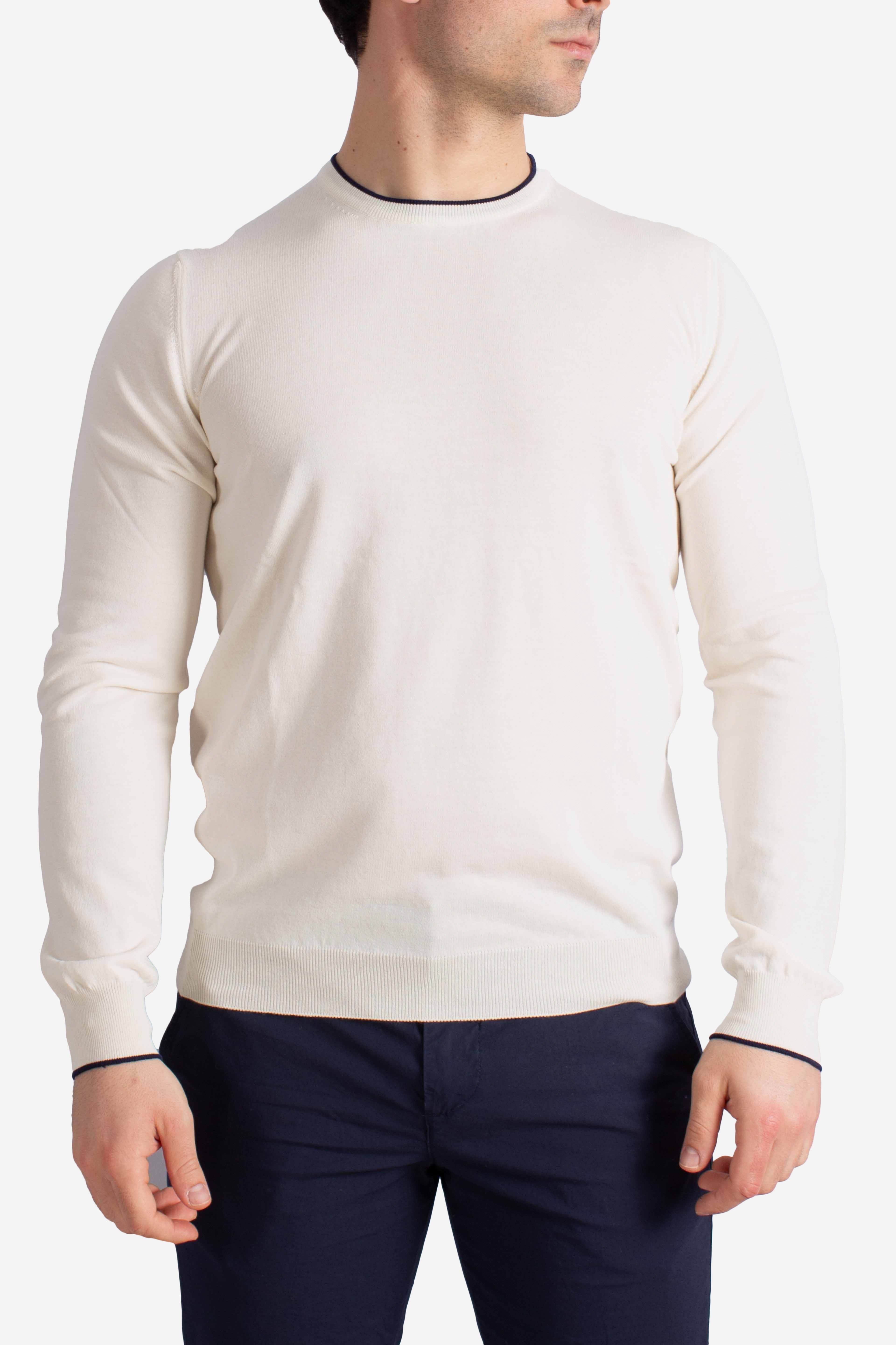 Pull Girocollo in Cotone bianco