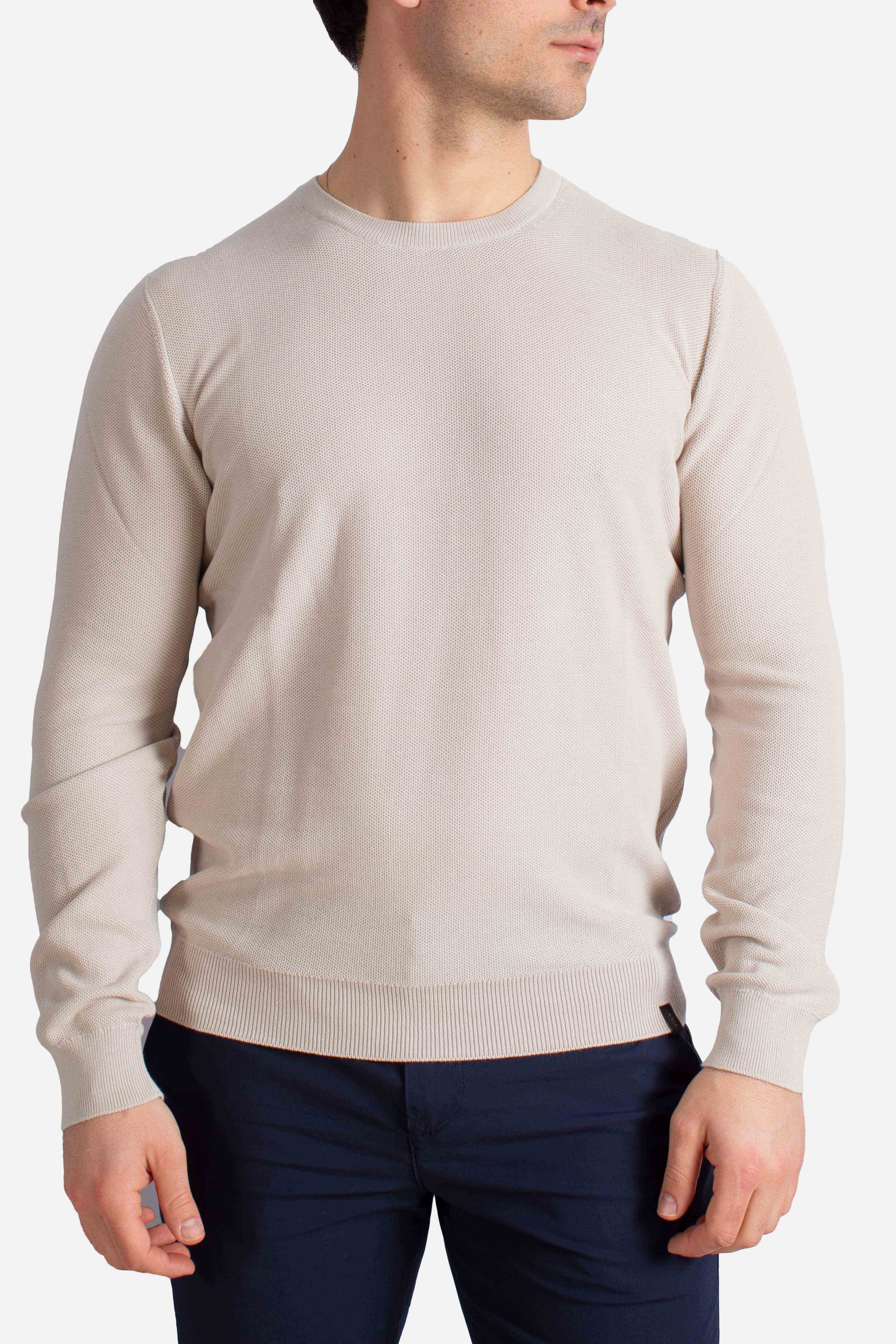 Pull Girocollo Travel in Cotone beige