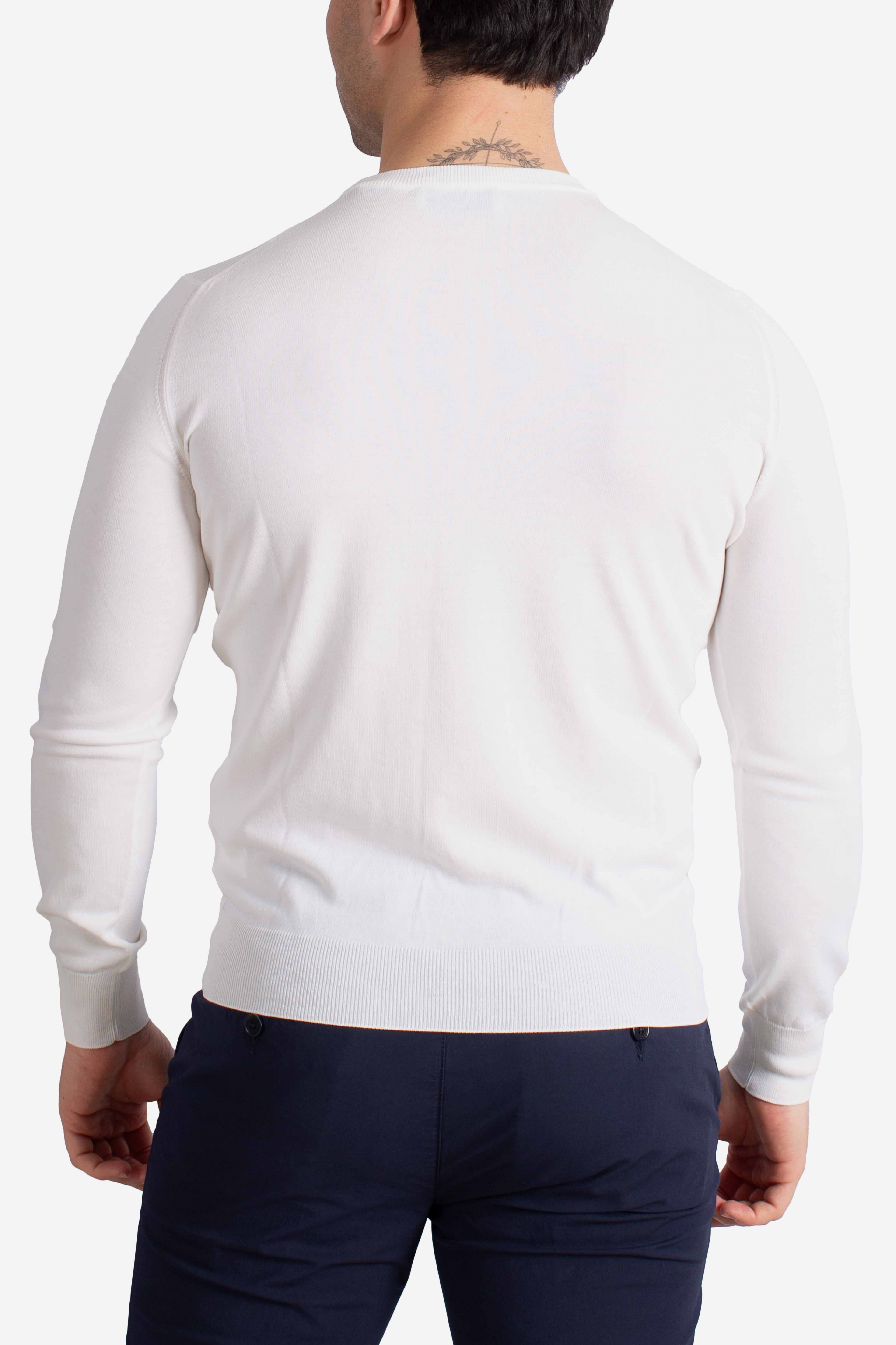Maglia girocollo in cotone extrafine white
