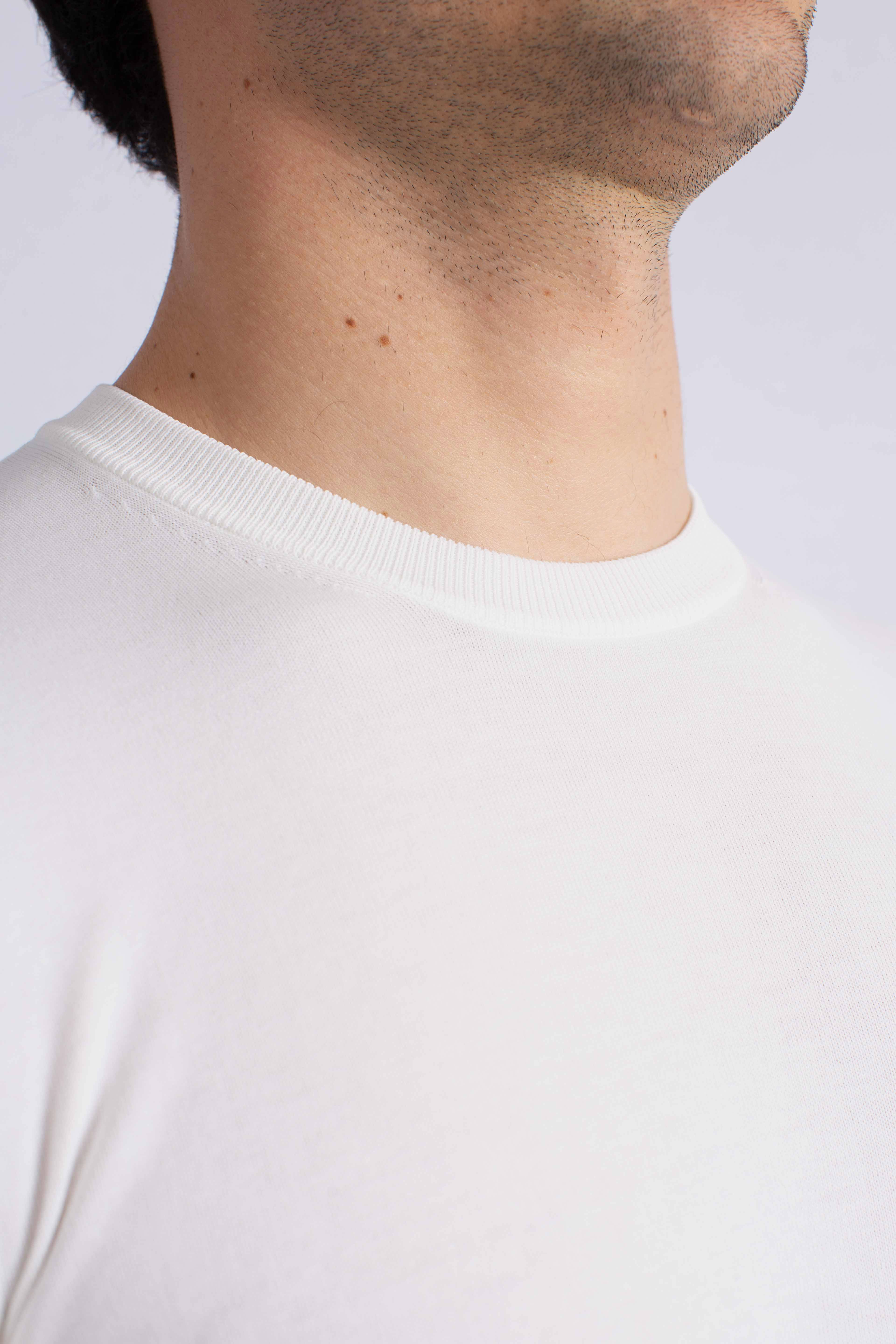 Maglia girocollo in cotone extrafine white