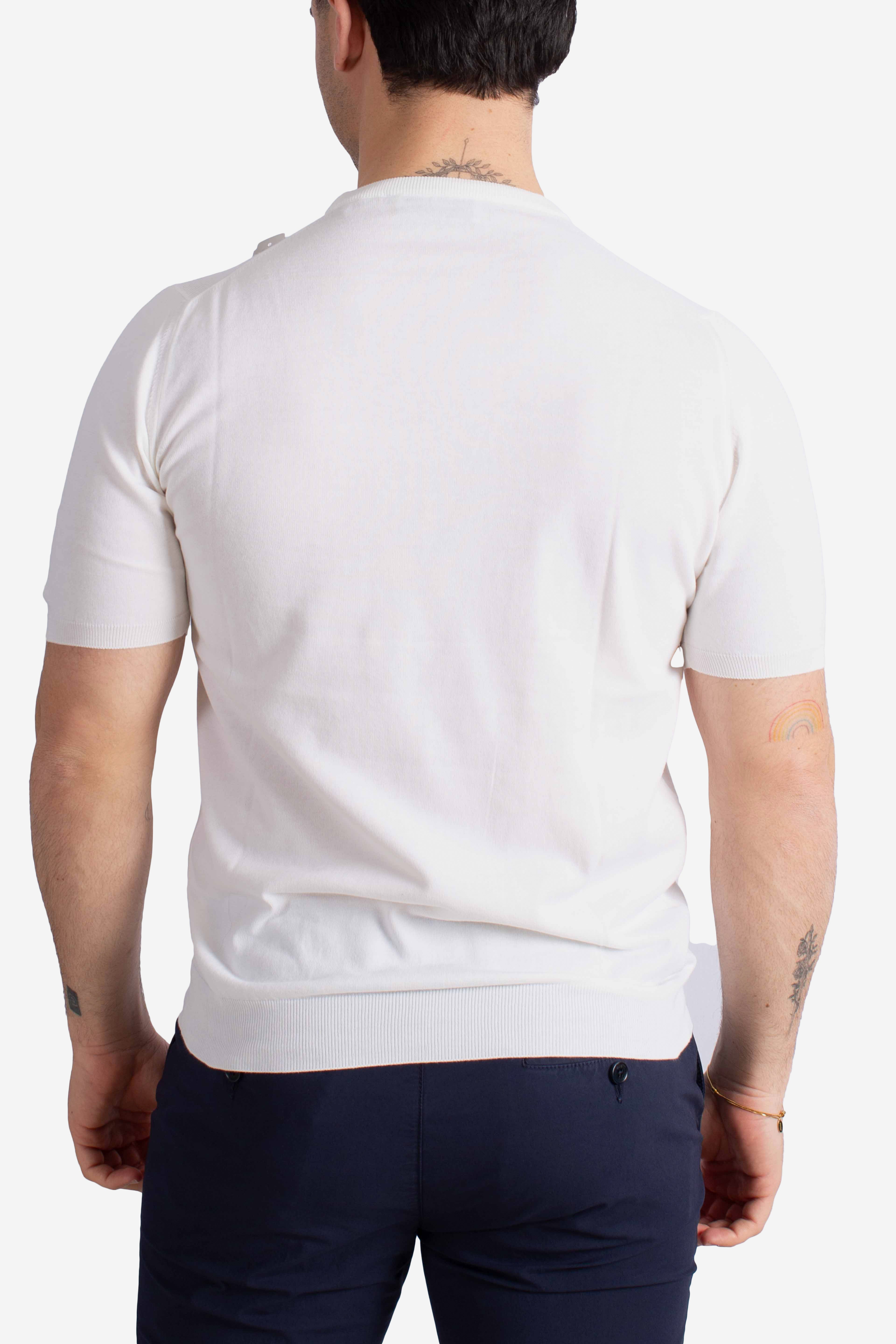 Maglia girocollo in cotone extra-fine bianco