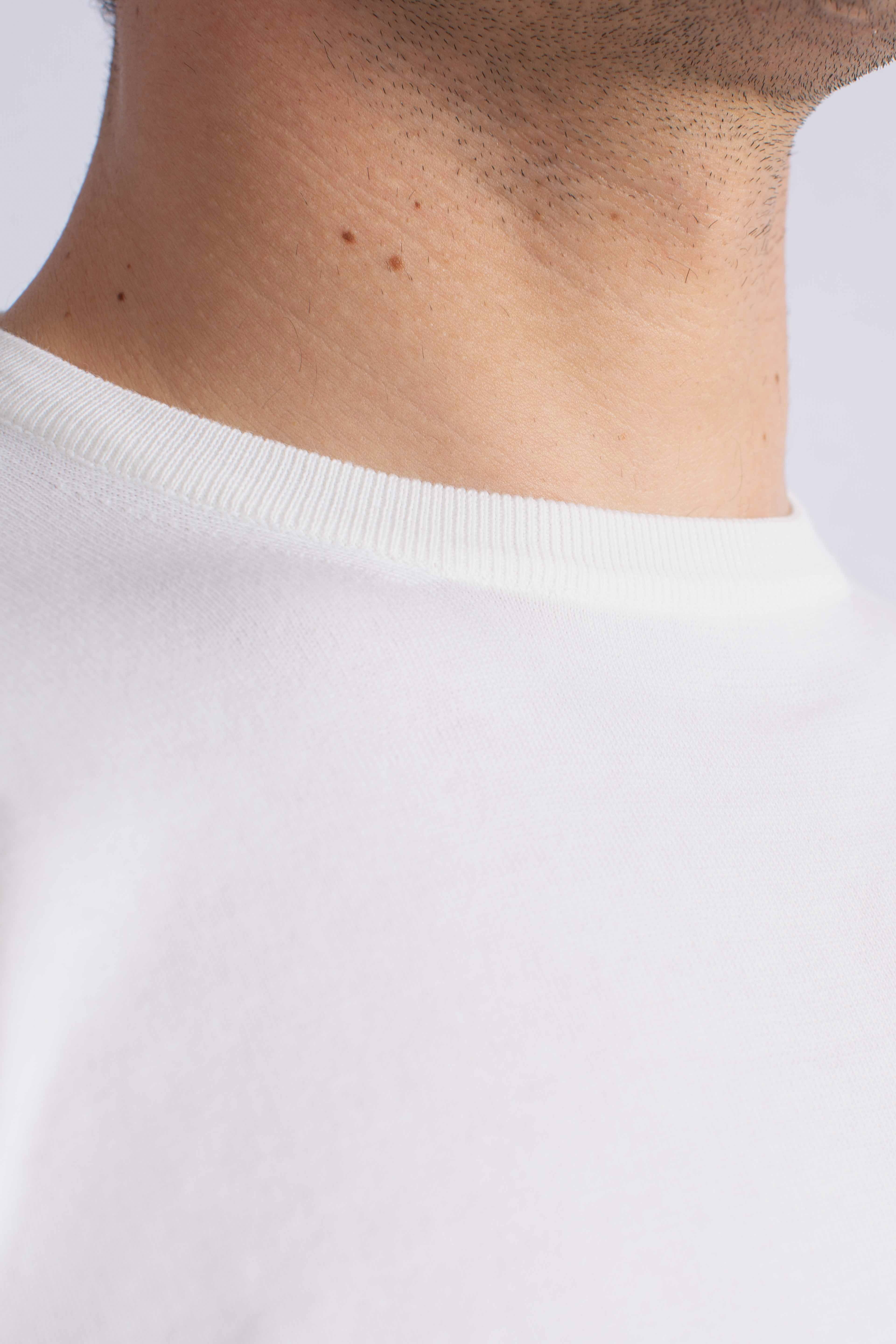 Maglia girocollo in cotone extra-fine bianco