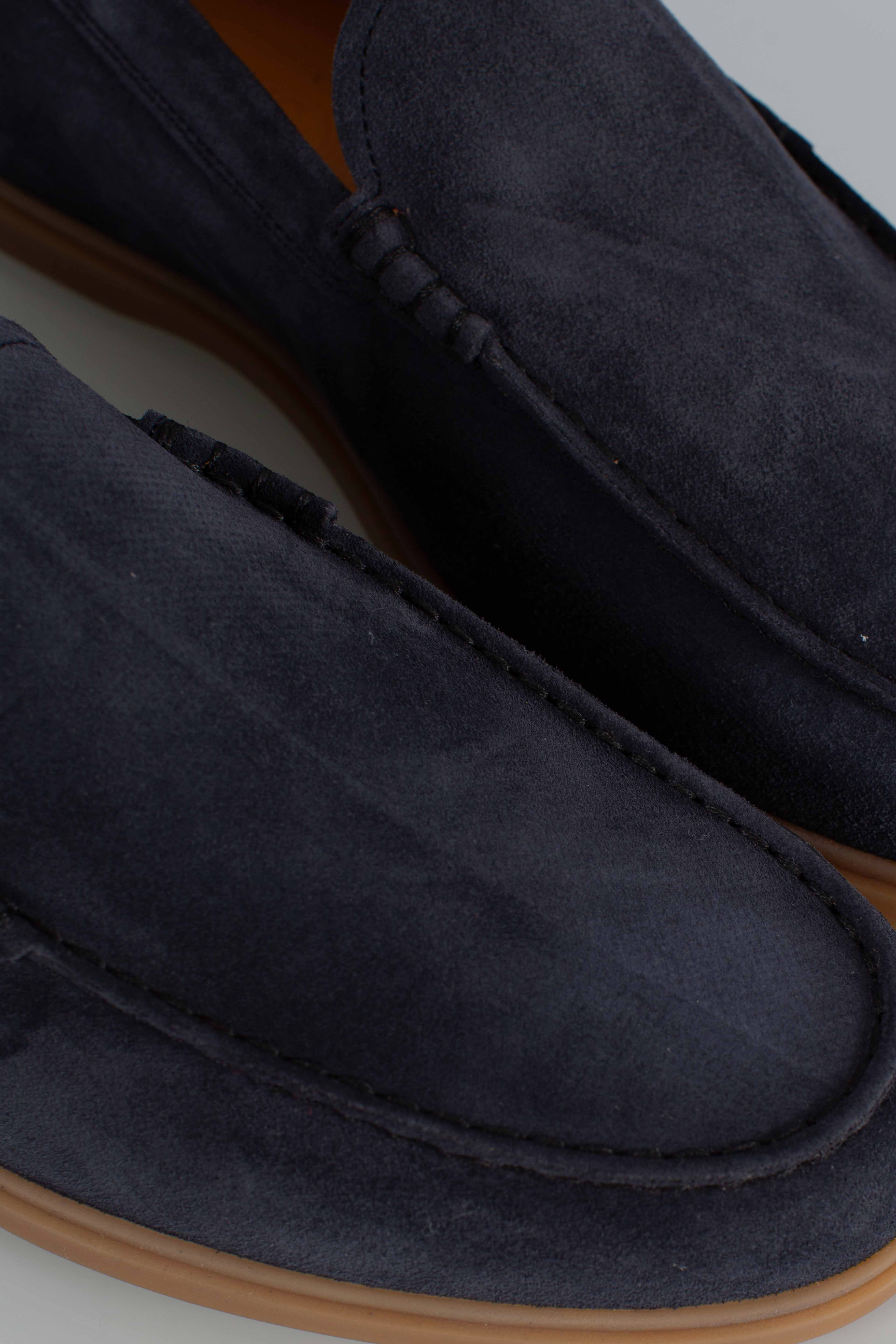 Mocassino Pantofola in Pelle Scamosciata blu