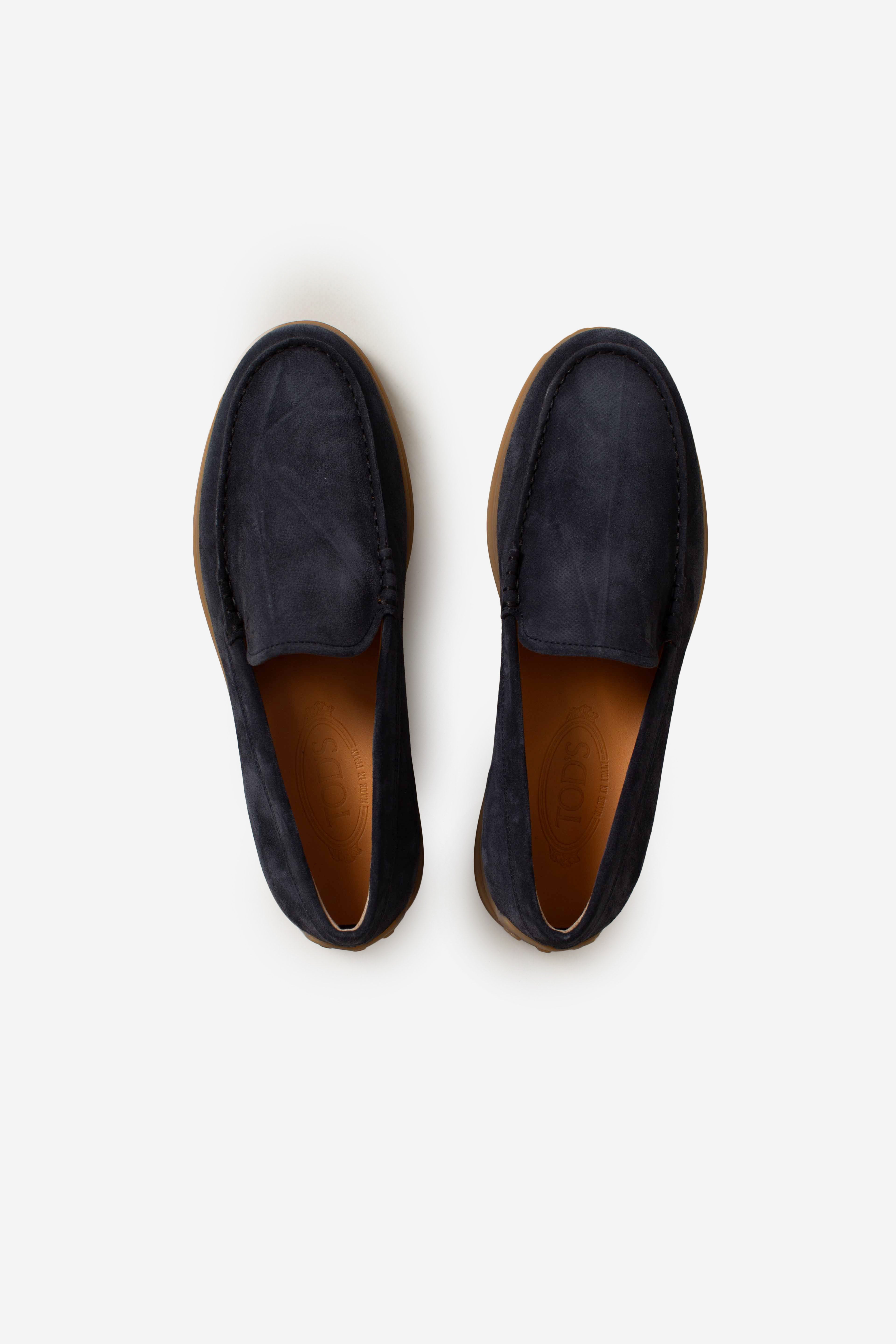 Mocassino Pantofola in Pelle Scamosciata blu