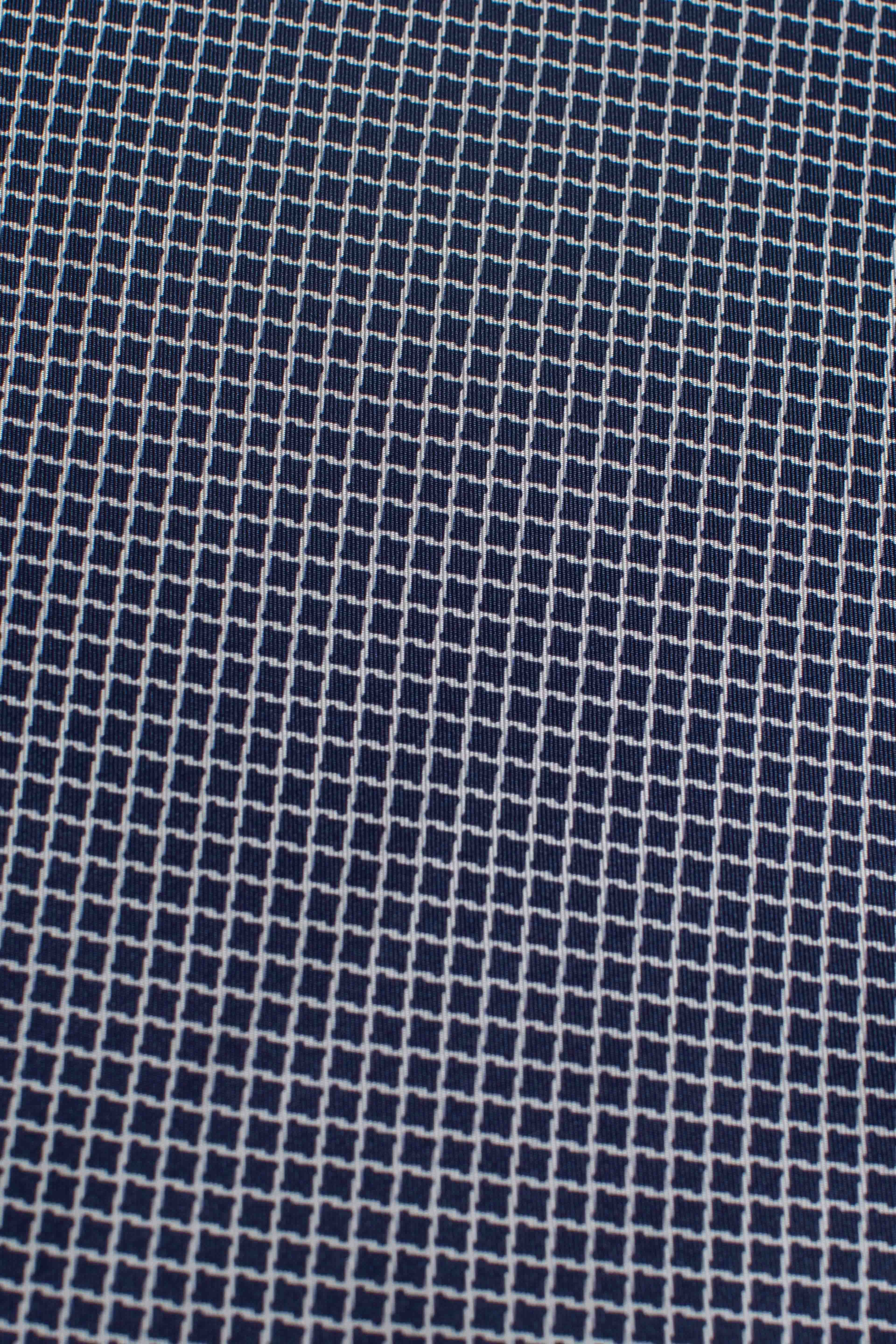 Pochette in seta rombi blu bianco