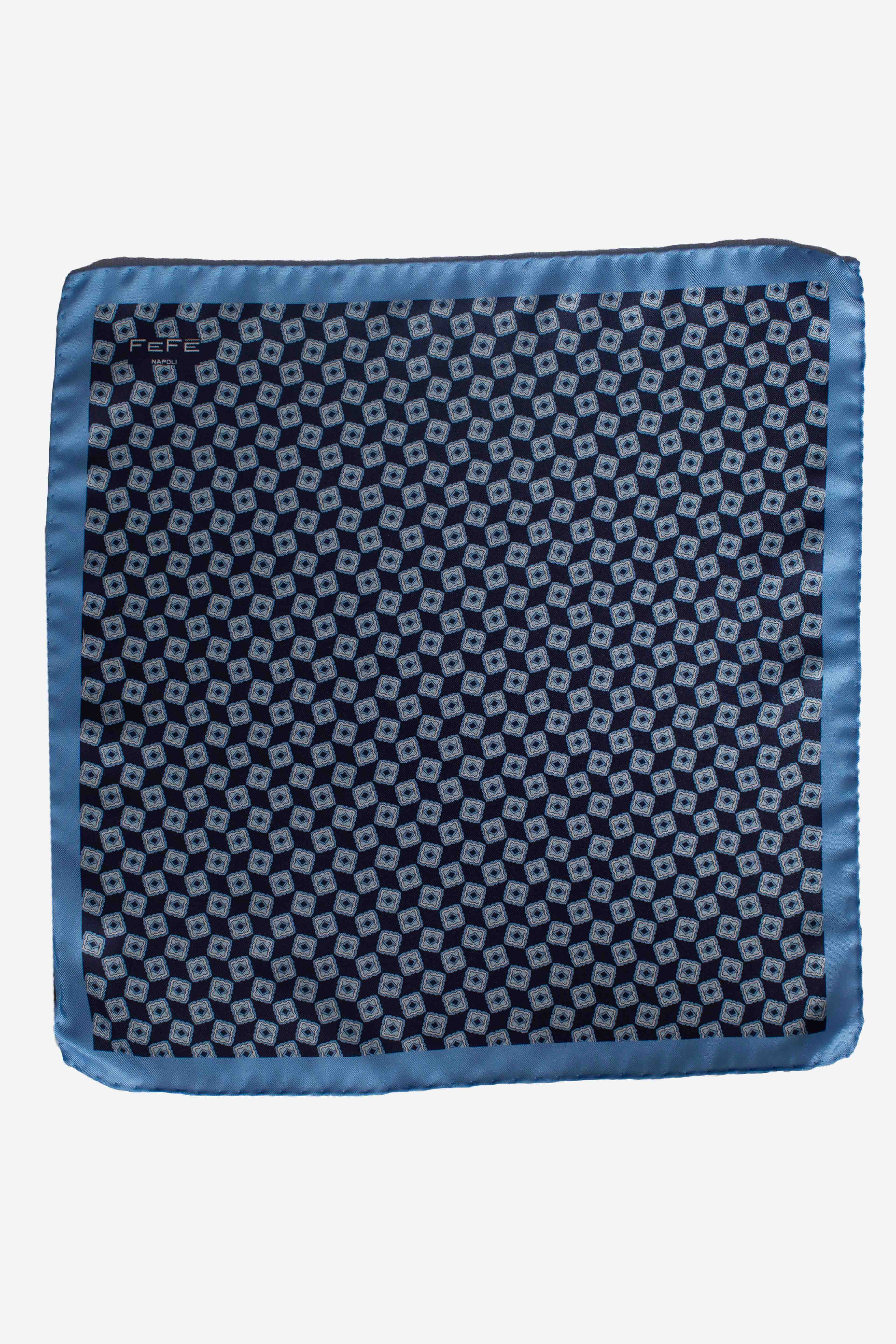 Pochette in seta rosone blu