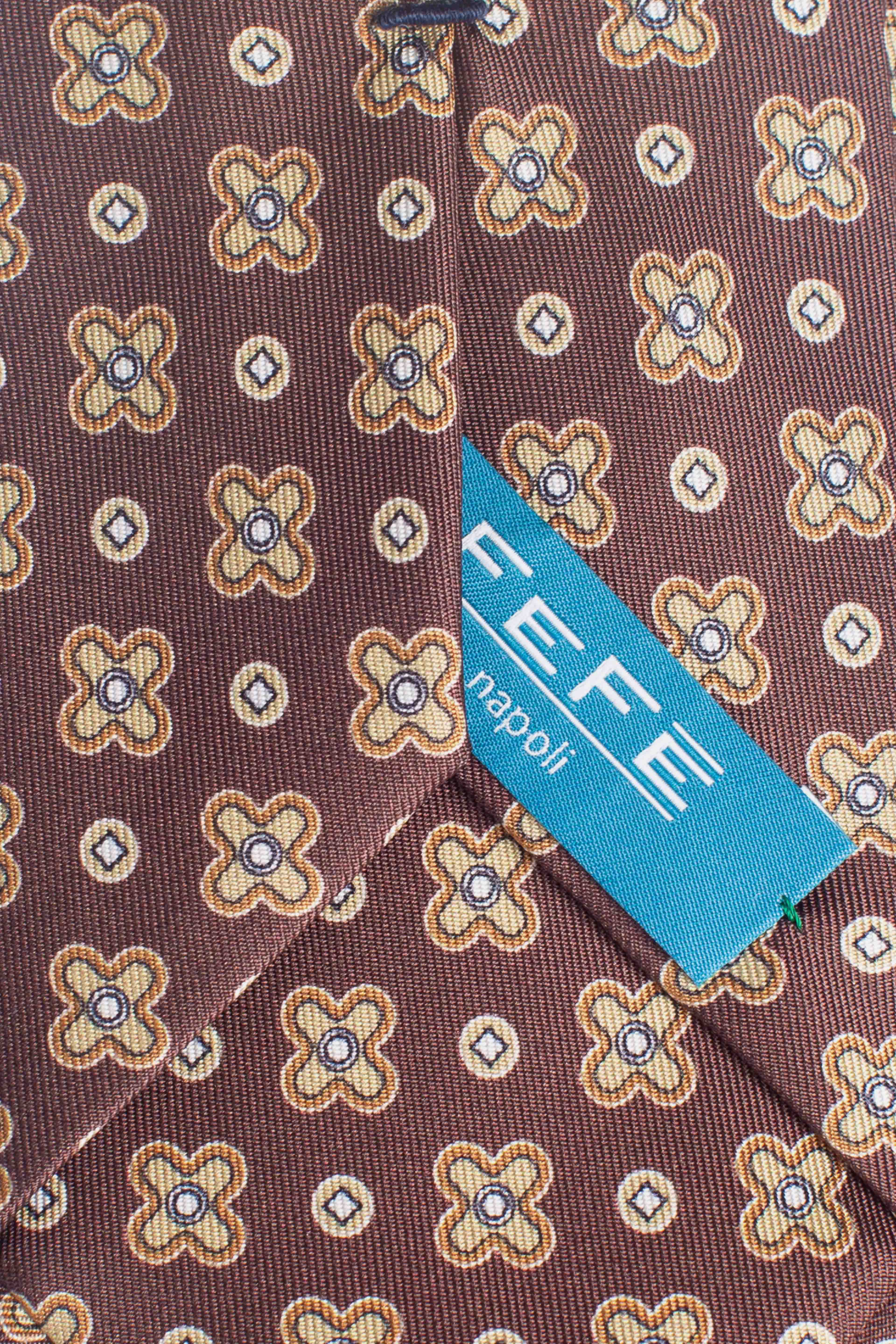 Cravatta in seta panfiore marrone