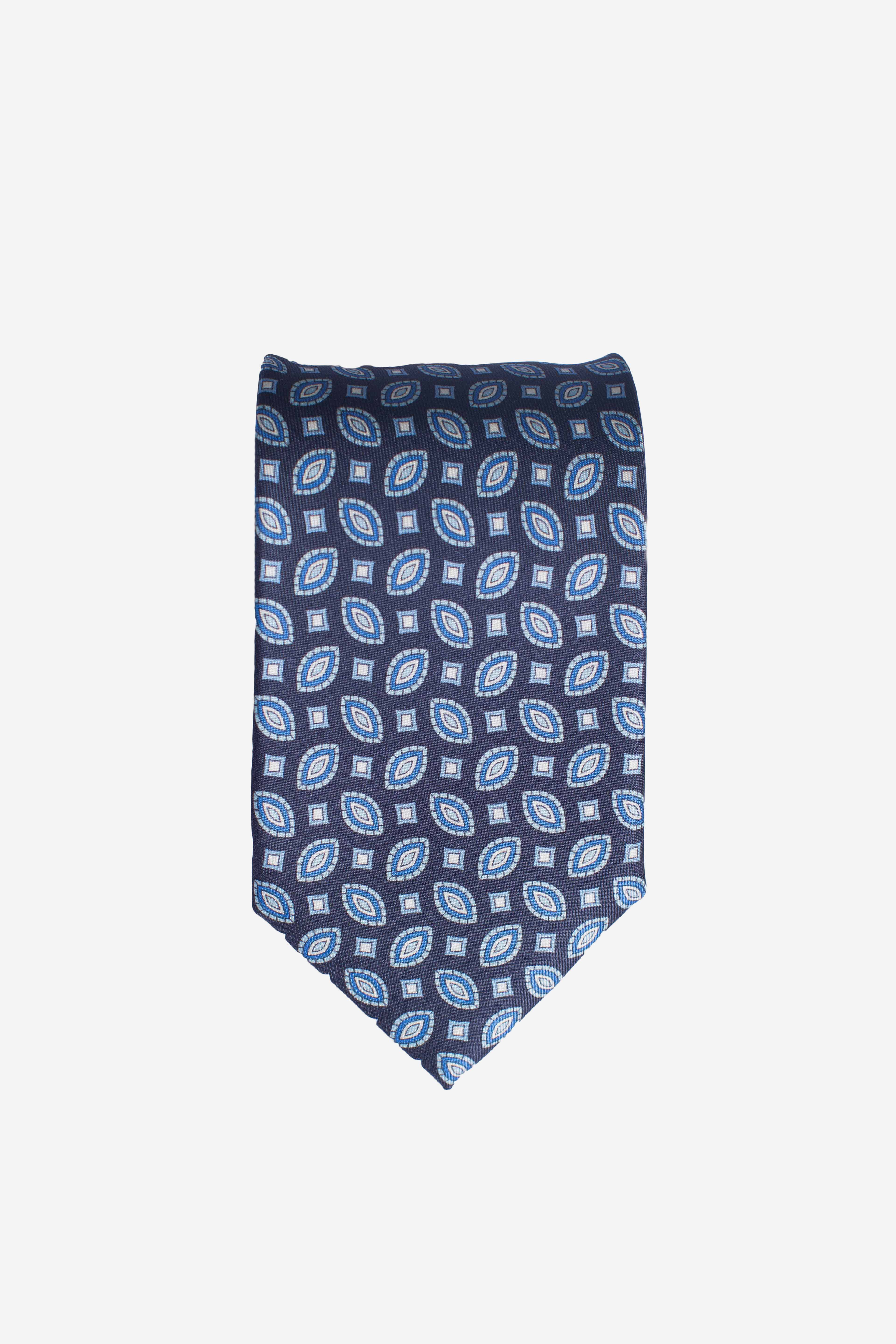 Cravatta in seta semi rombi blu