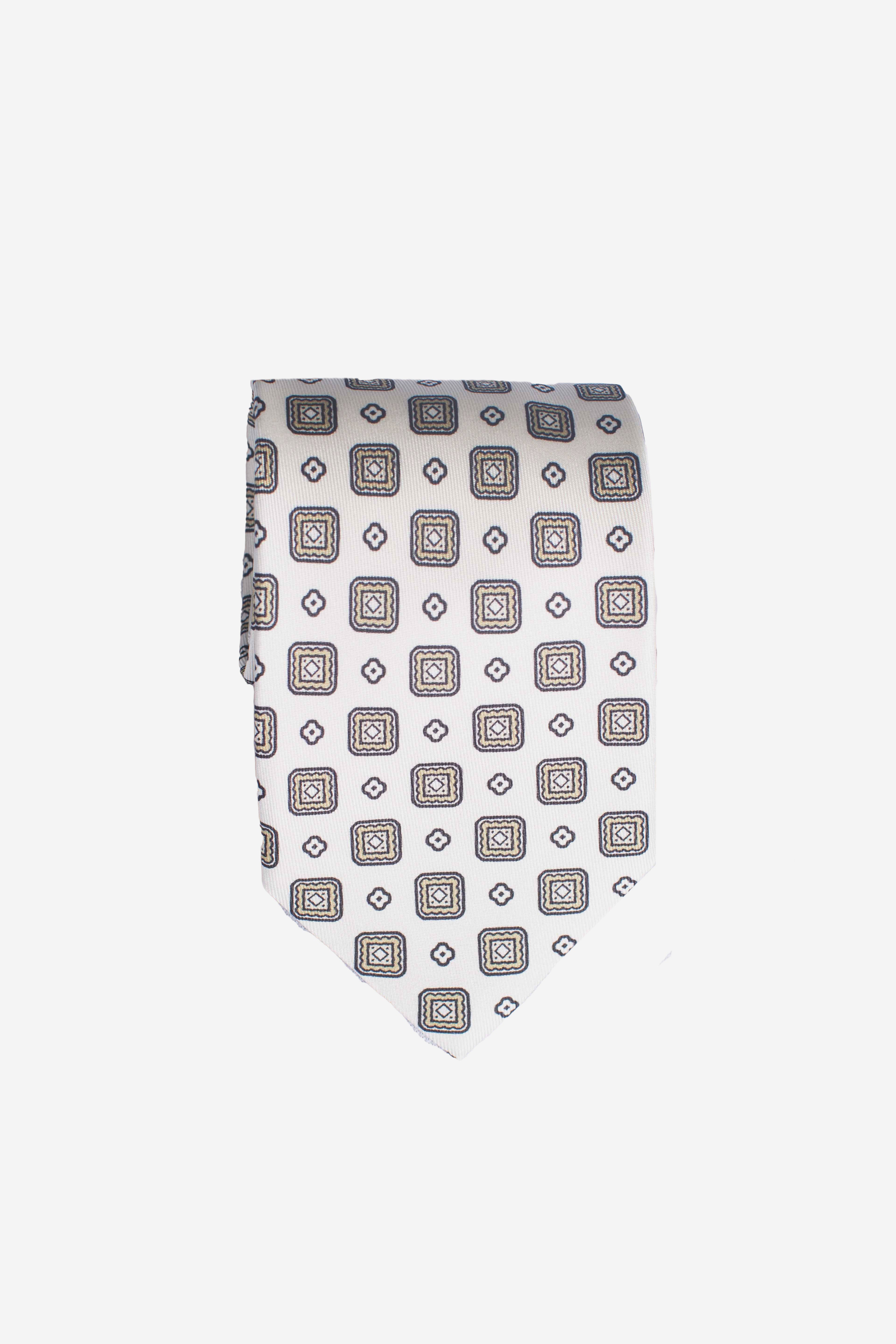 Cravatta in seta rombi avorio