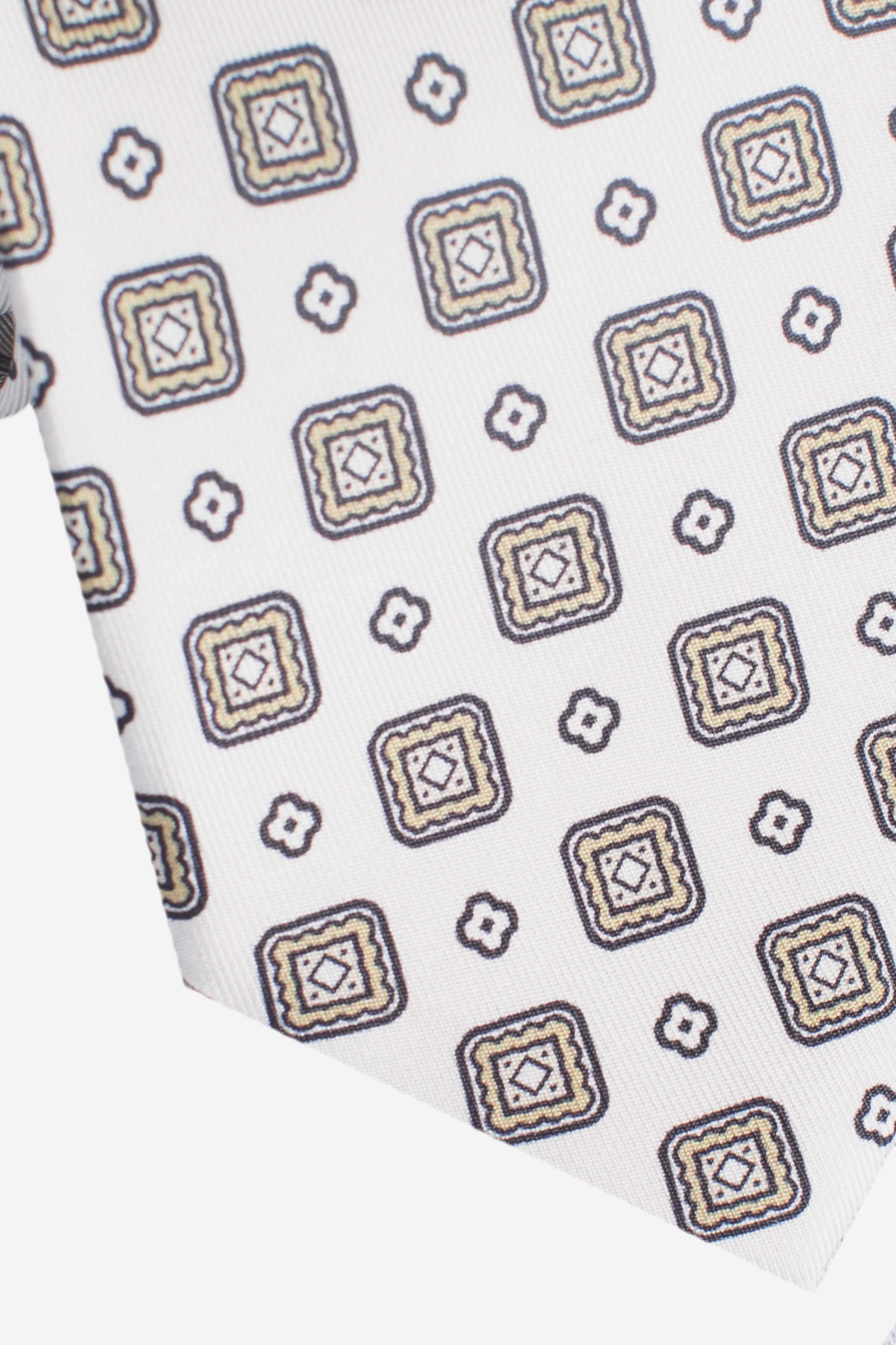 Cravatta in seta rombi avorio