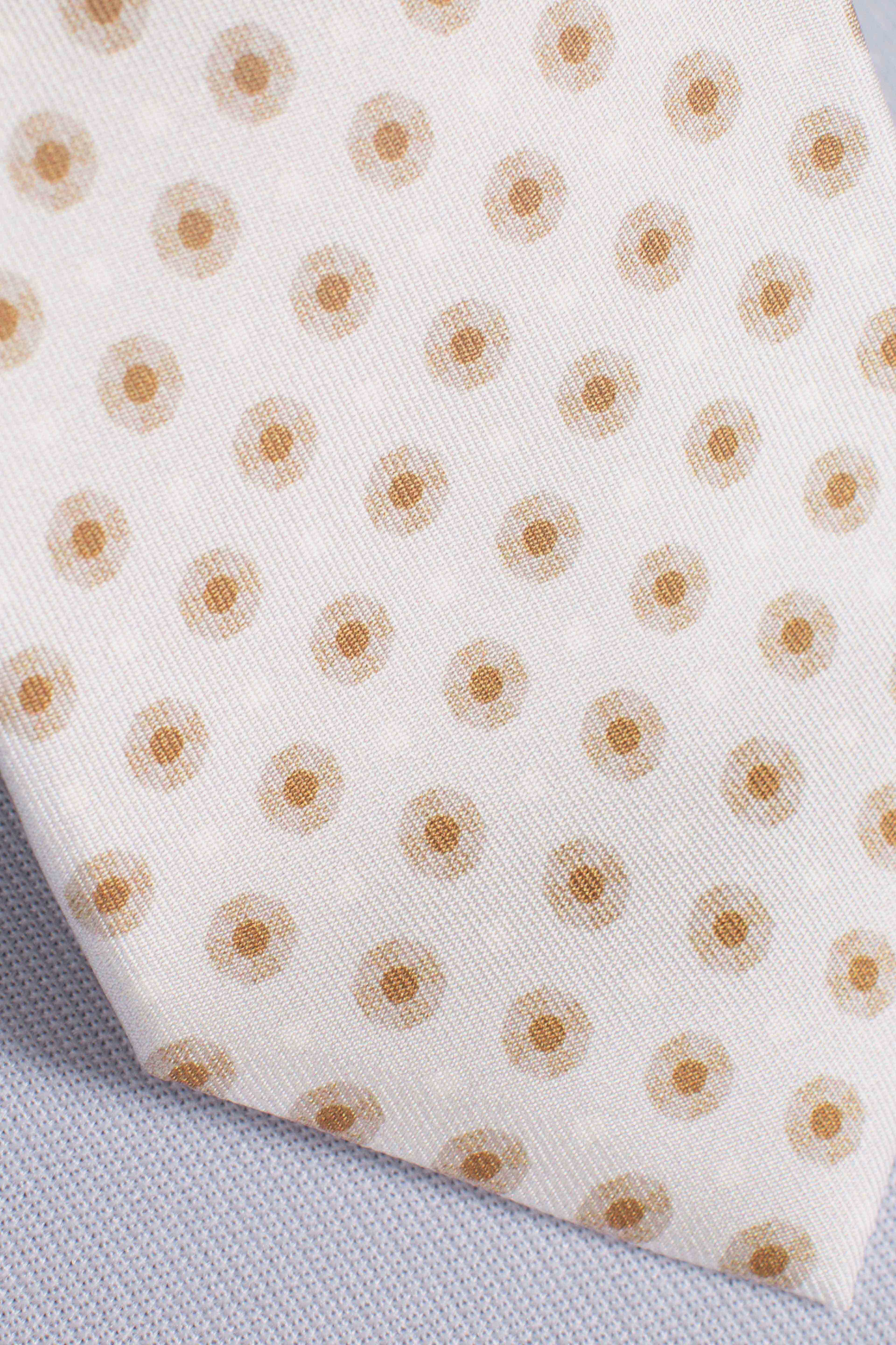 Cravatta in seta geometrico pois beige