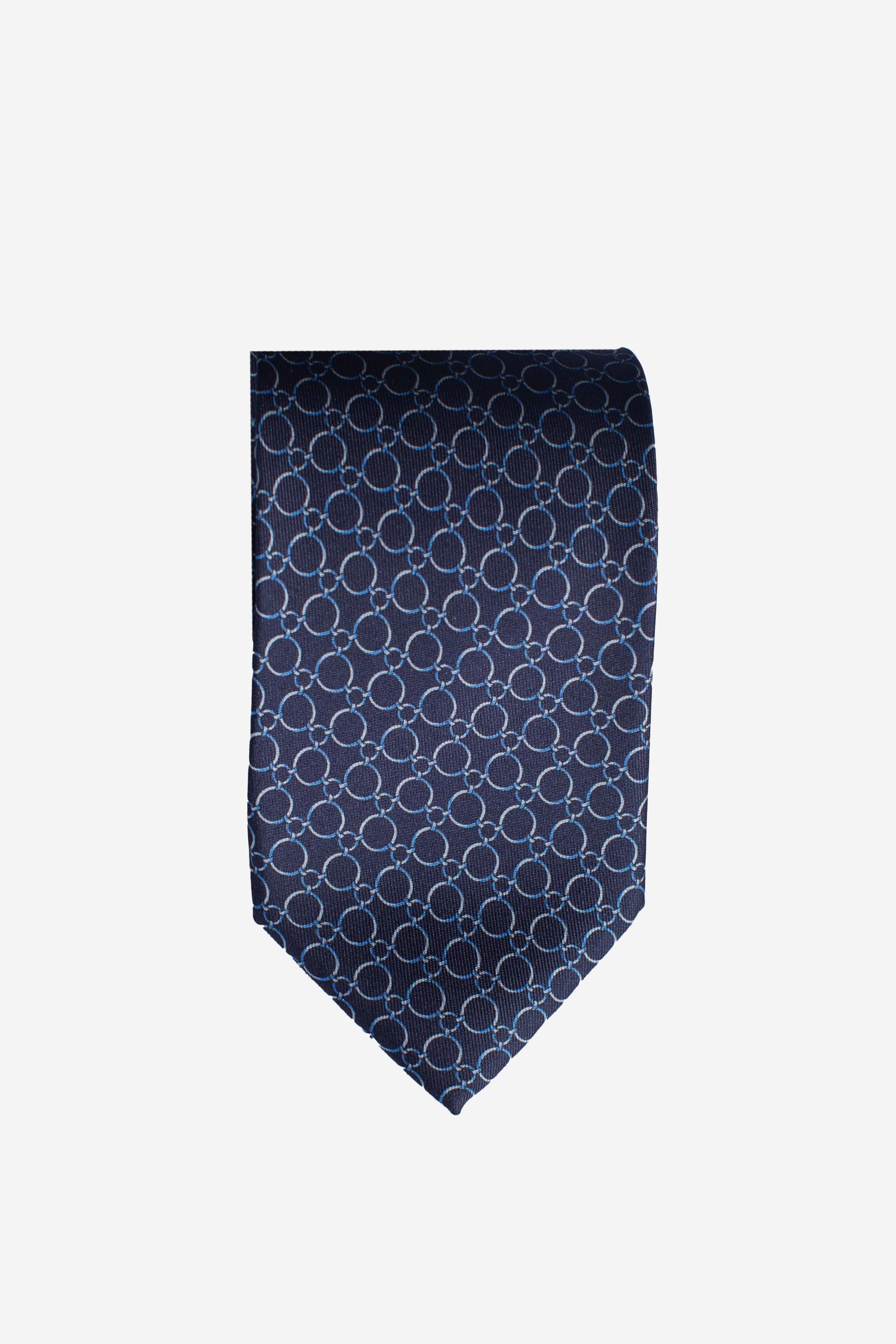 Cravatta in seta catena blu